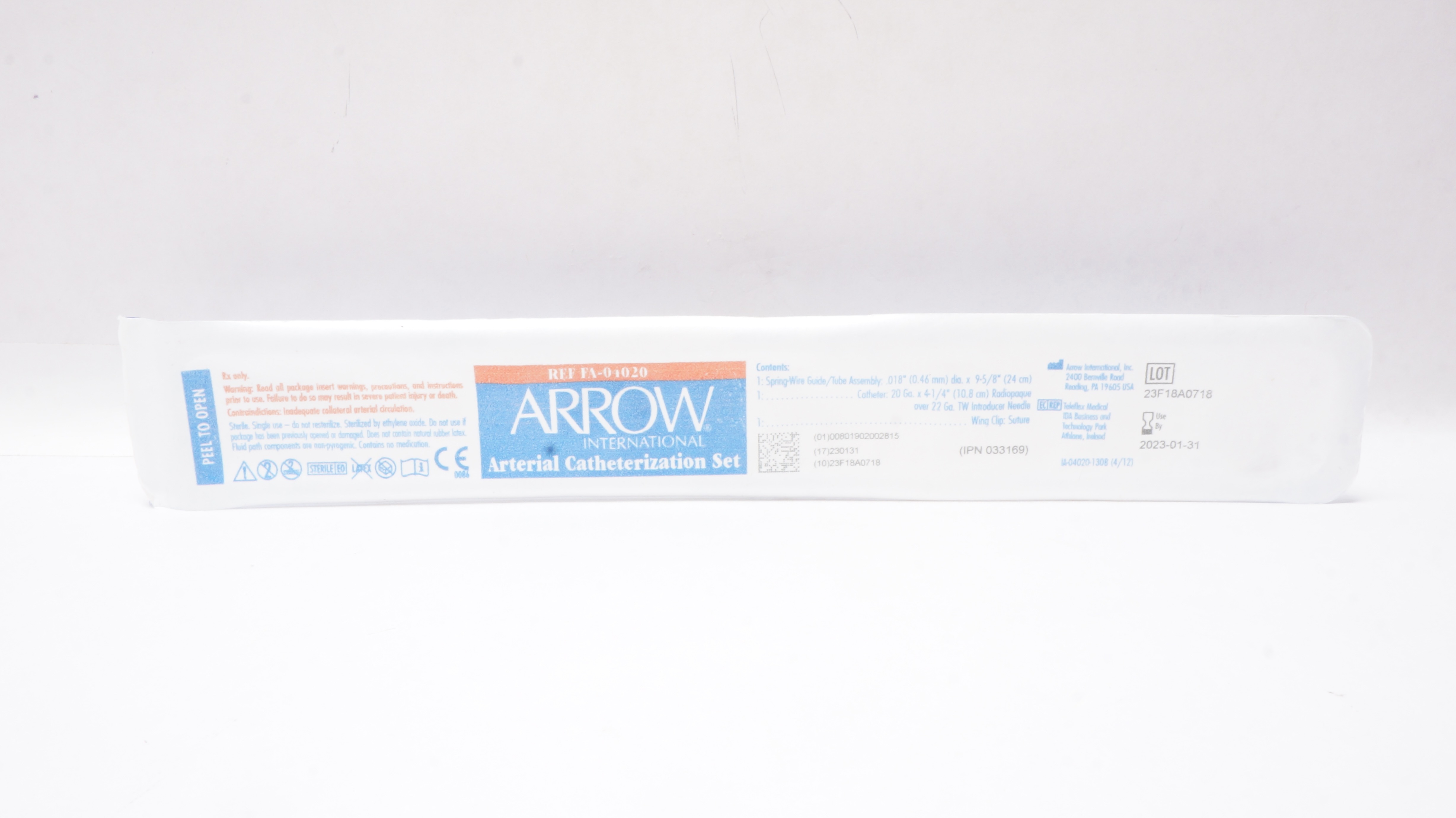 Arrow FA-04020 International Radial Artery Cath. Set 20 Ga x 4-1/4inch