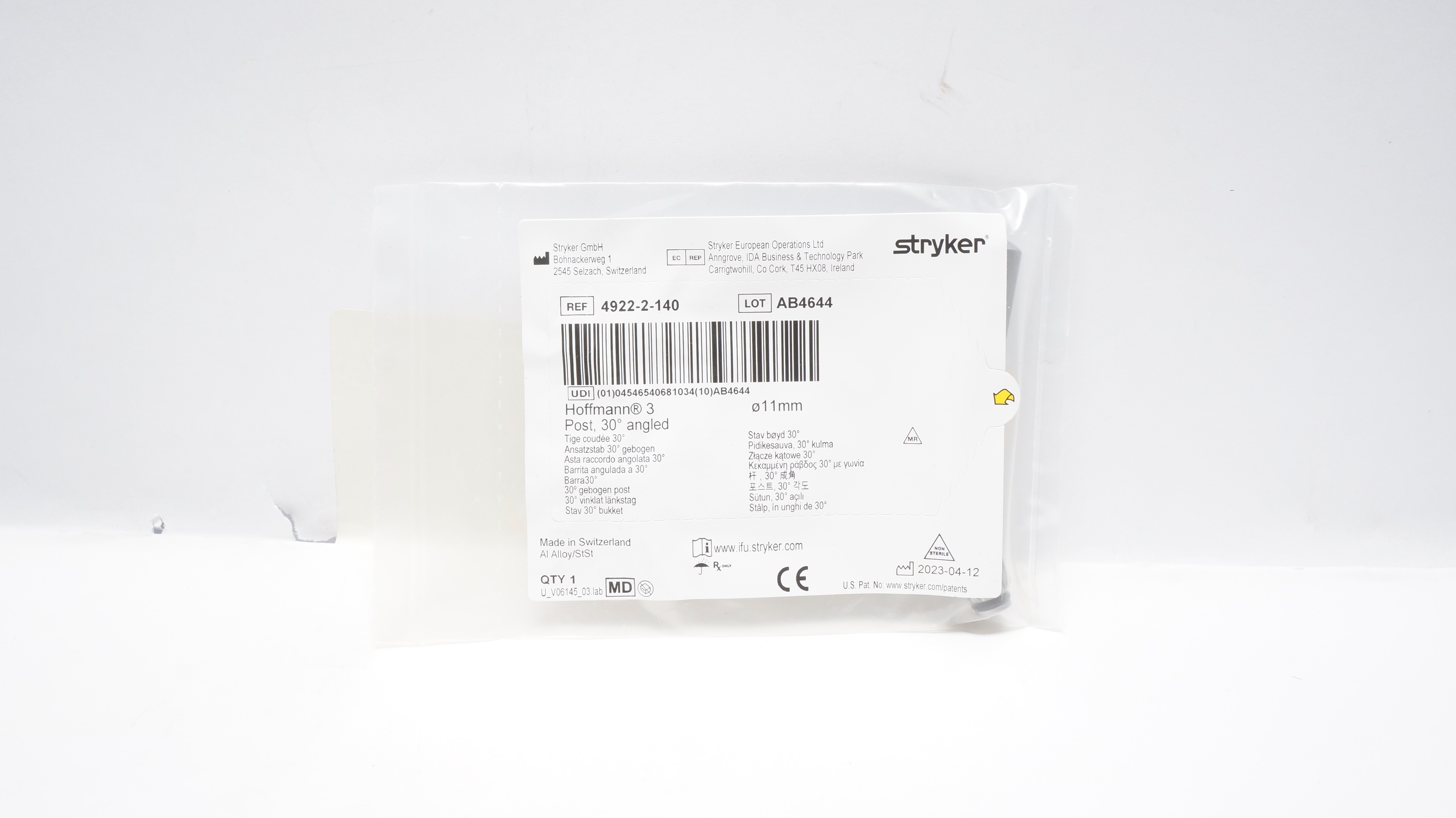 Stryker 4922-2-140 Hoffmann 3 Post, 30 Degree Angled