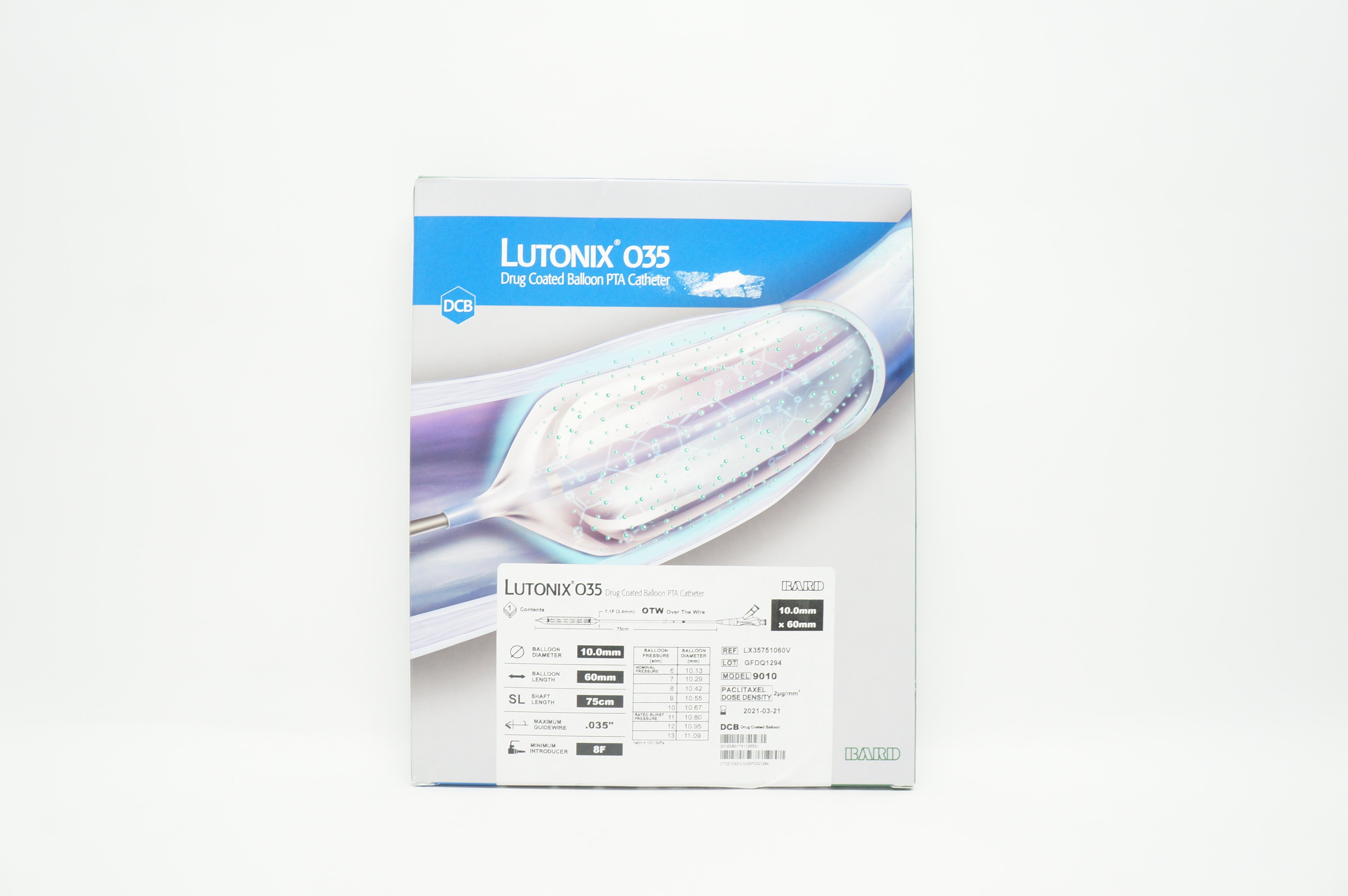 Bard LX35751060V Lutonix 035 Drug Coated Balloon PTA Cath. 75cm x 10.0 x 60mm(x)