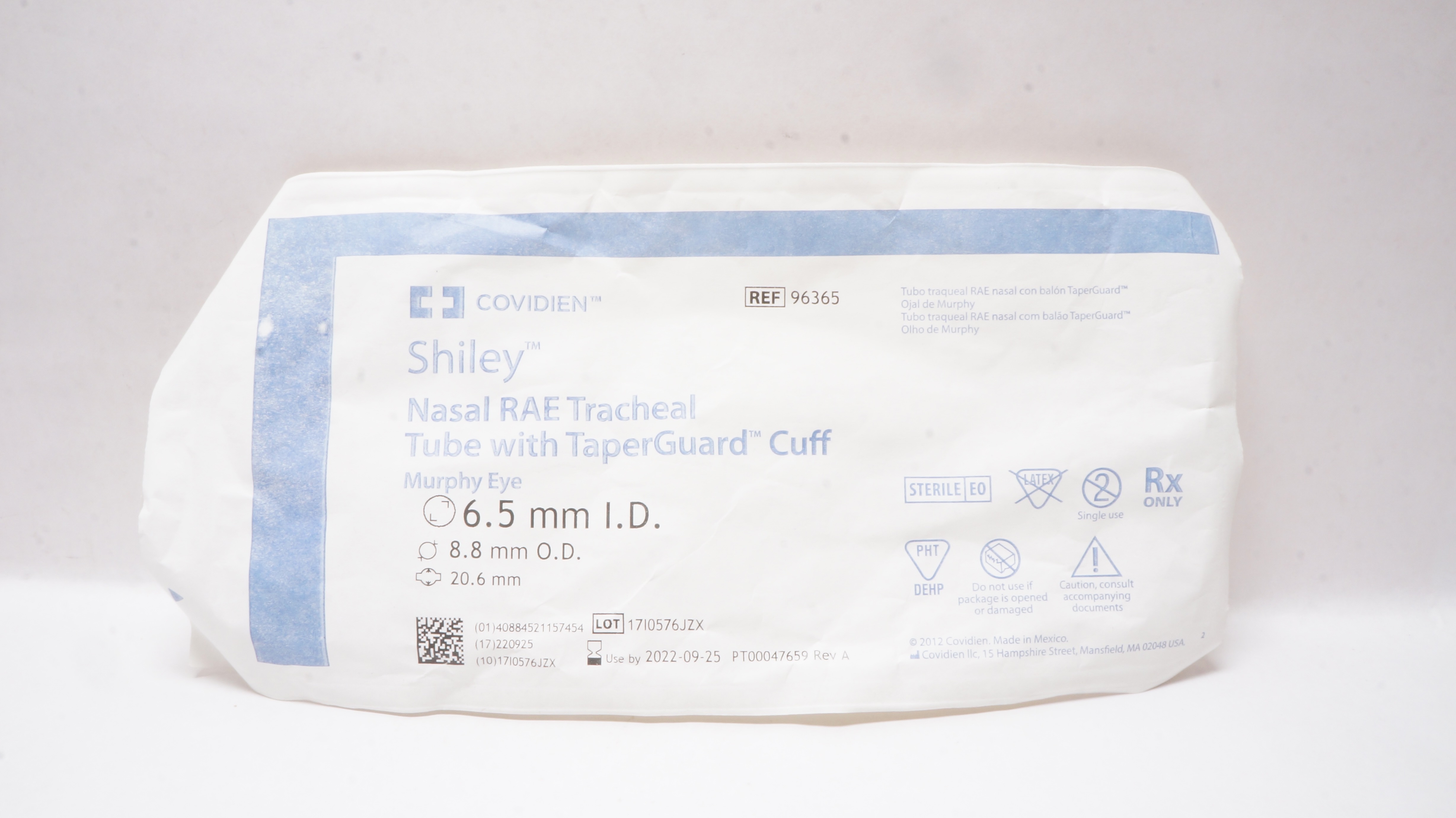 Covidien 96365 Shiley Nasal Rae Tracheal Tube 6.5mm ID x 8.8mm OD (x)