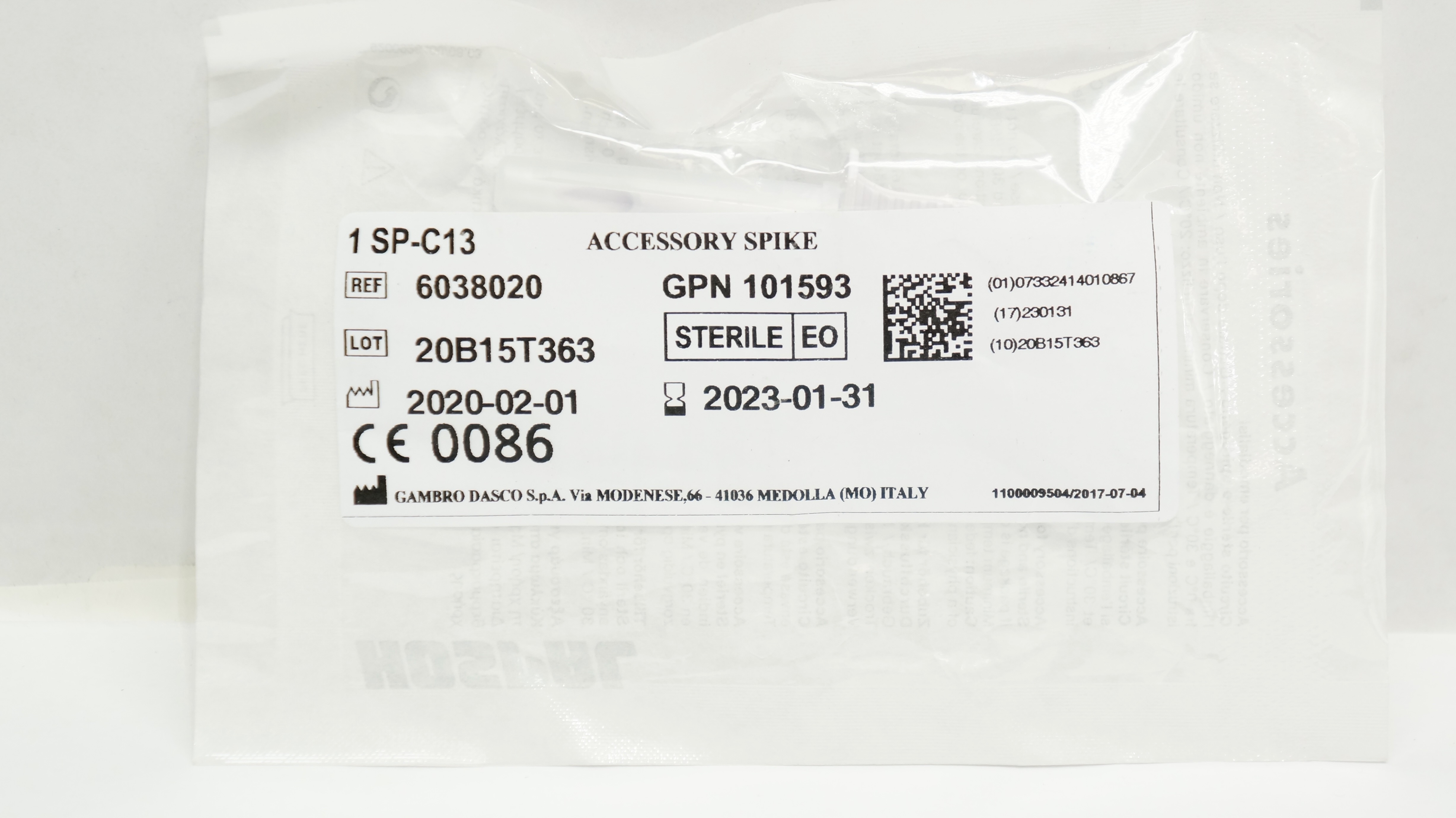 Gambro 6038020 Hospal Accessory Spike (x)