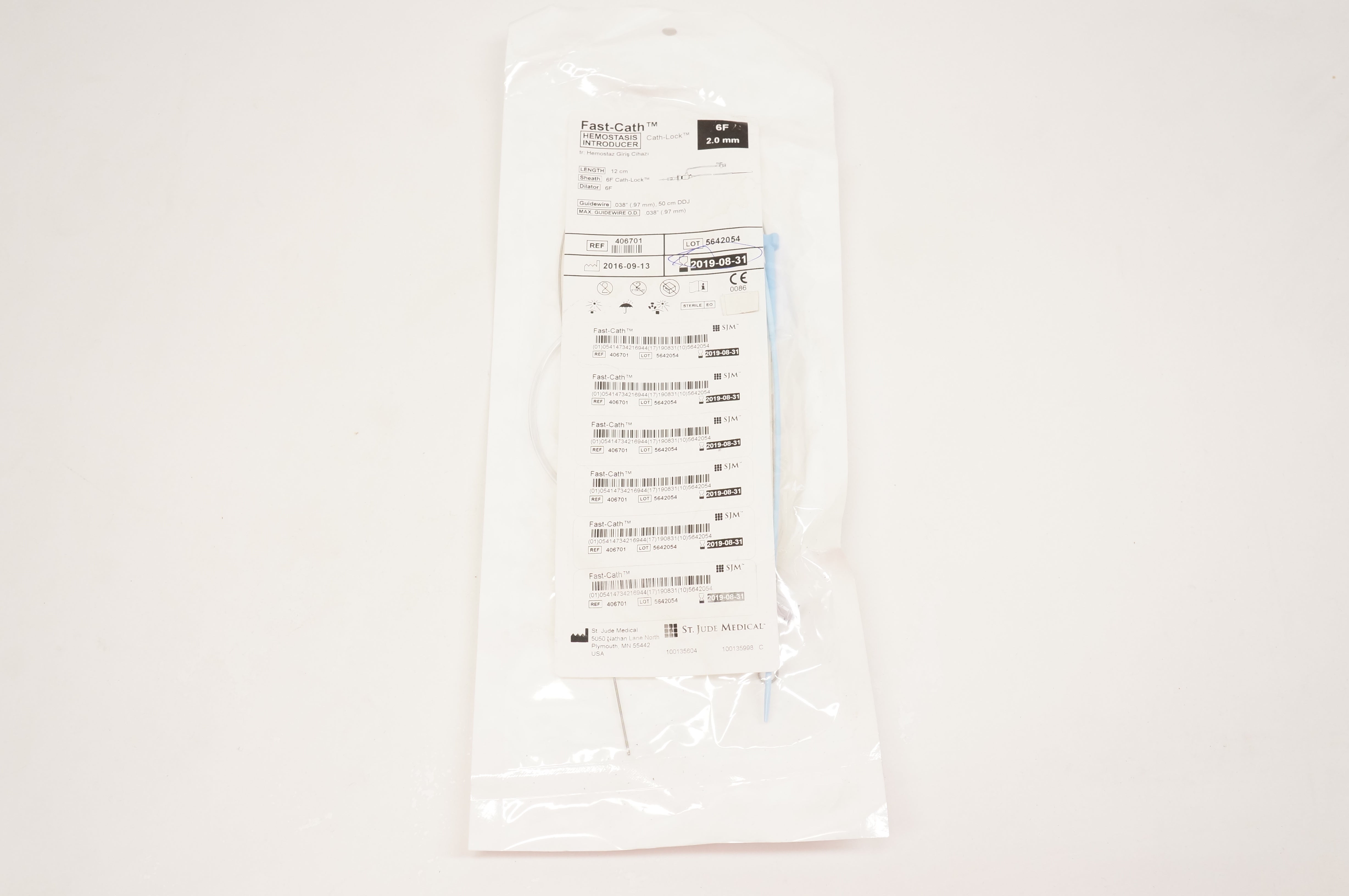 St. Jude Medical 406701 Fast-Cath Hemostasis Introducer Cath-Lock 6F x 12cm (x)