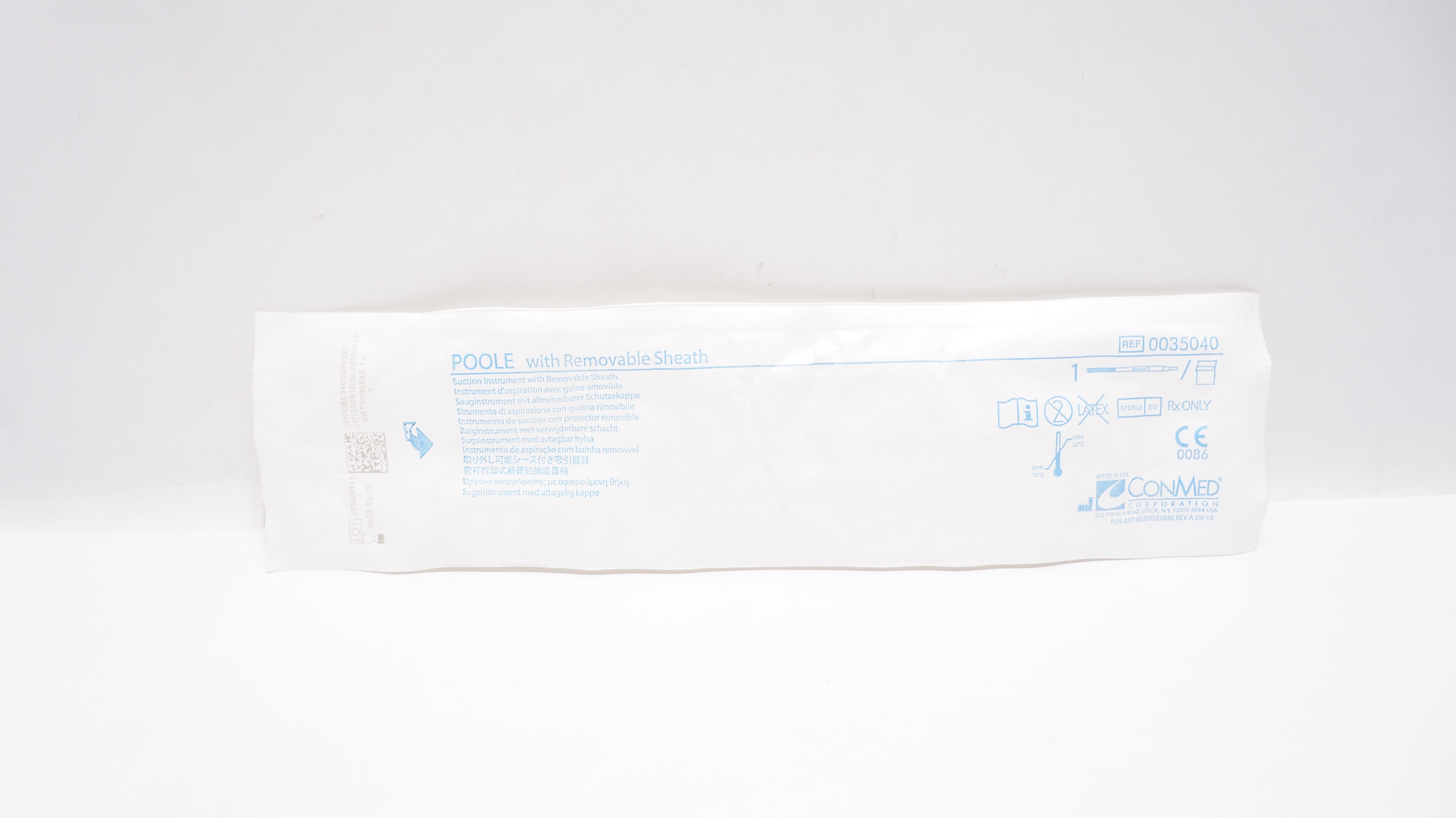 ConMed 0035040 POOLE Suction Instrument with Removable Sheath (x)