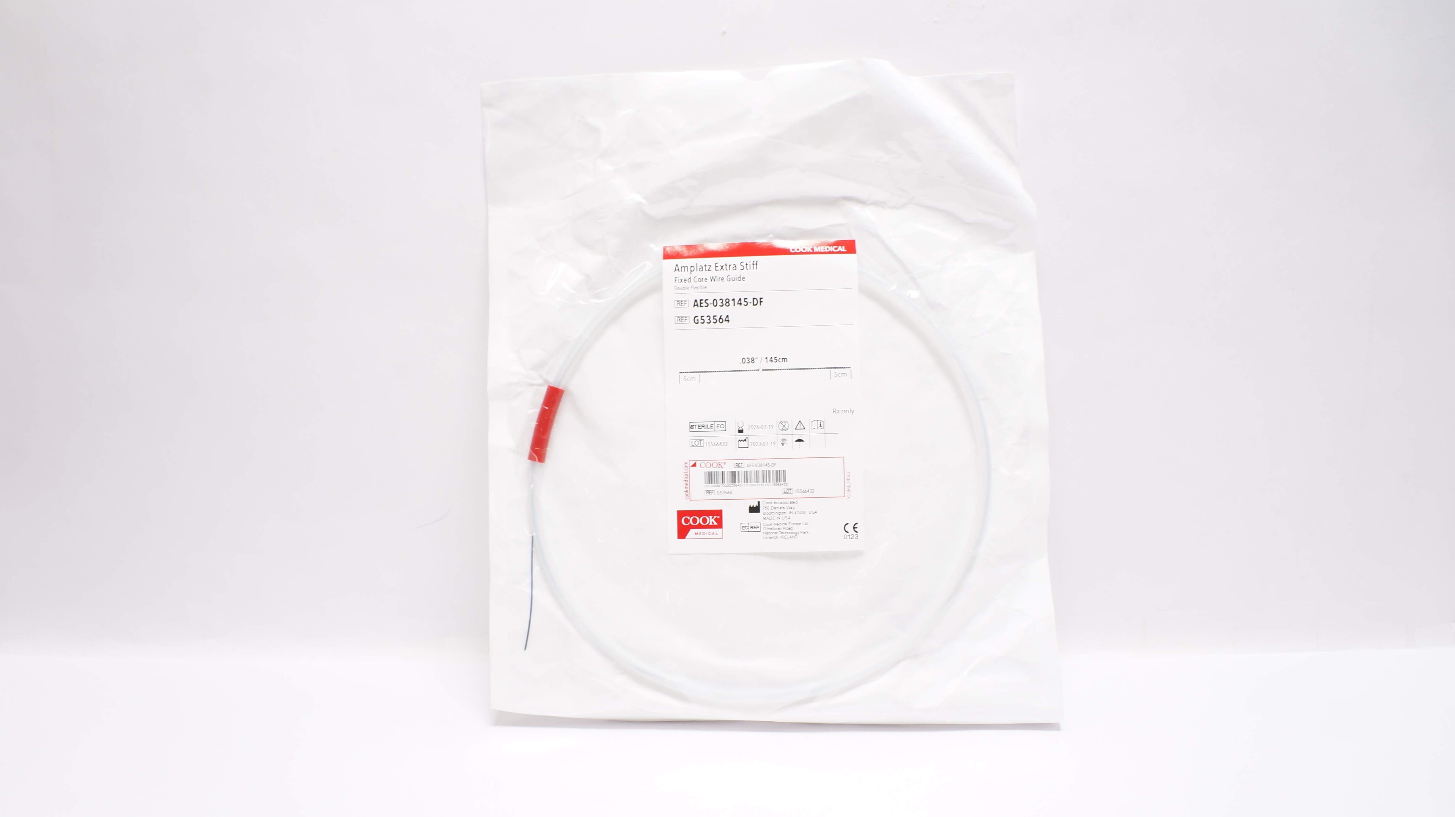Cook Medical G53564 Amplatz Extra Stiff Fixed Core Wire Guide 0.038inch