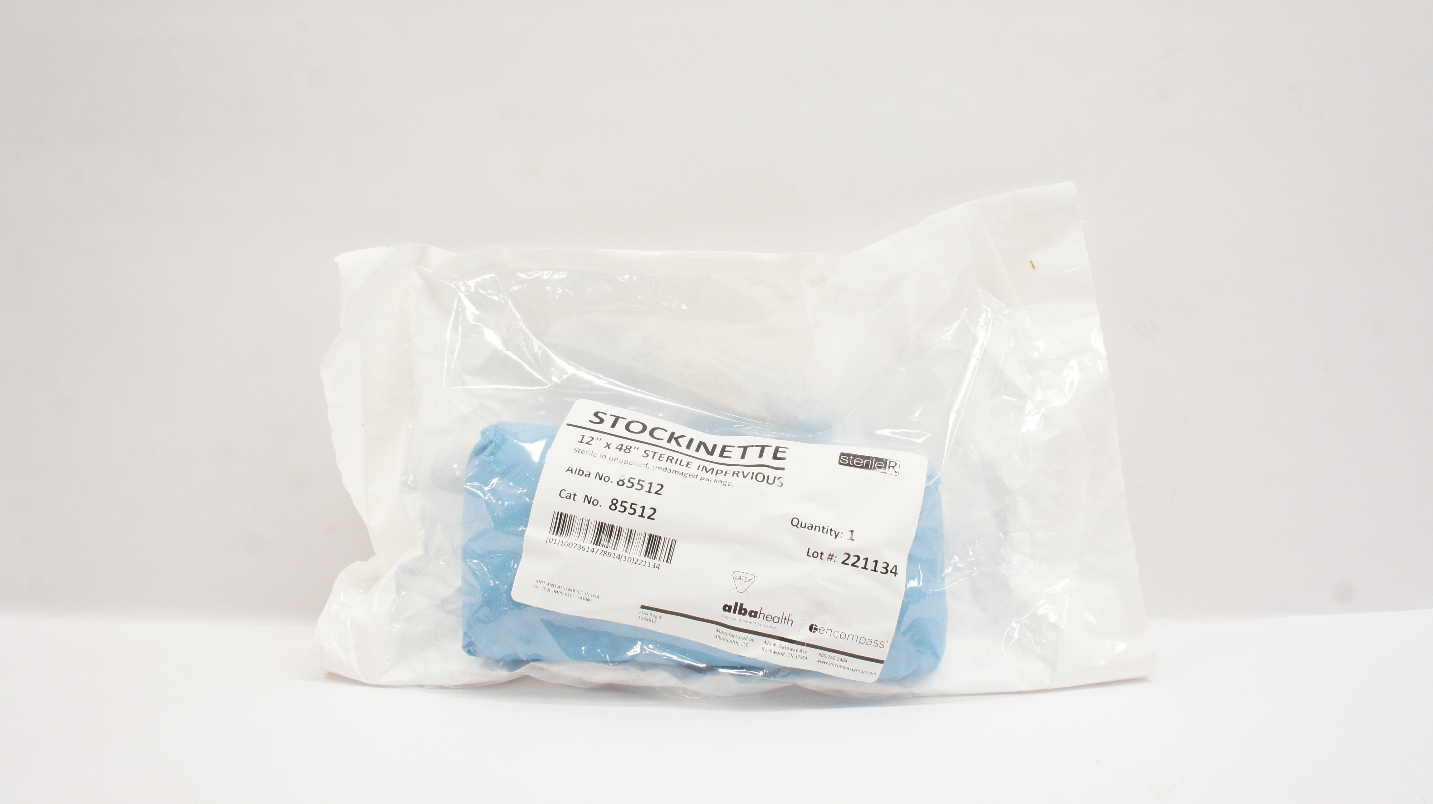 AlbaHealth 85512 Stockinette 12inch x 48inch Sterile Impervious