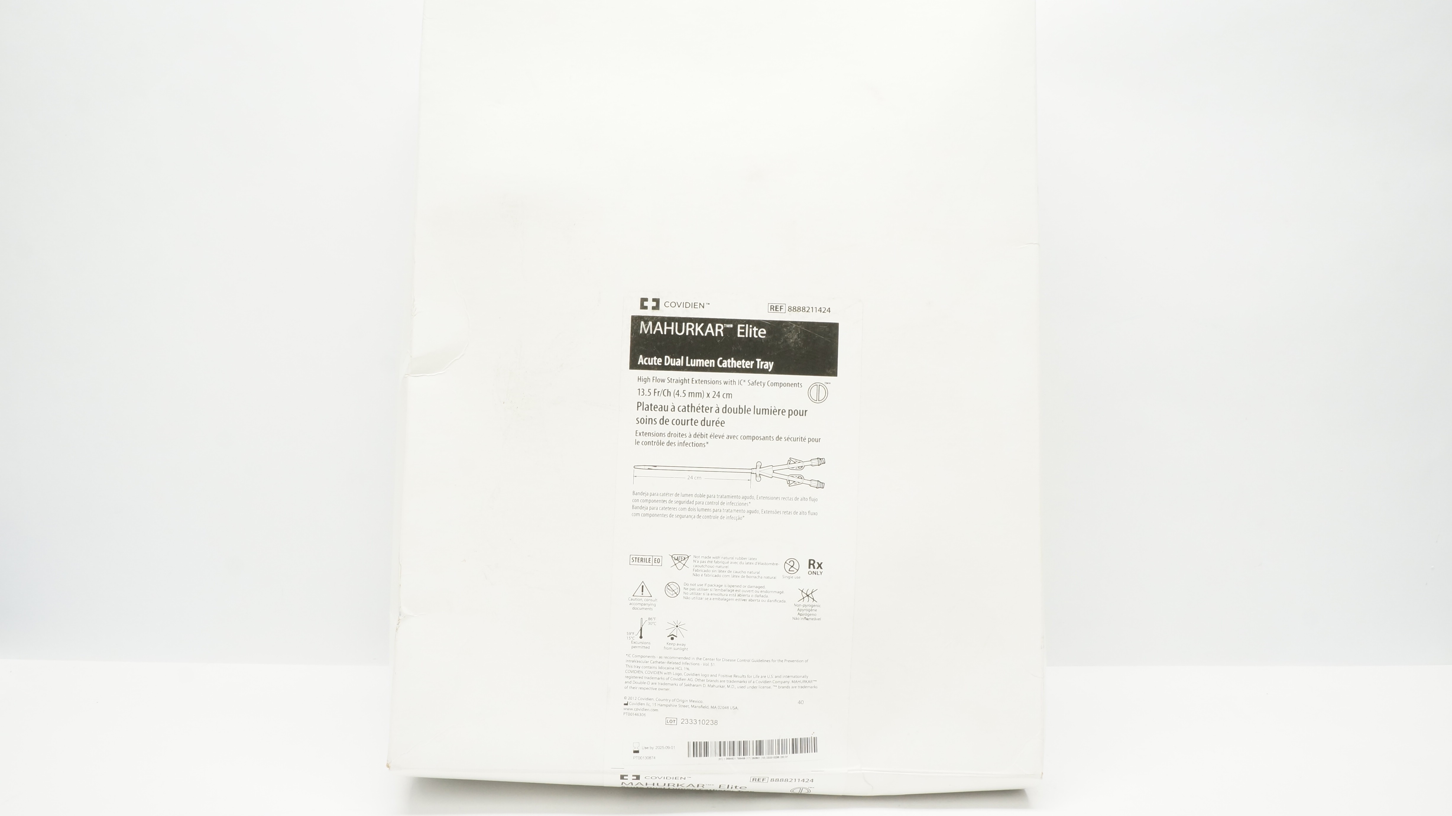 Covidien 8888211424 Mahurkar Elite Acute Dual Lumen Cath. Tray 13.5Fr/Ch x 24cm