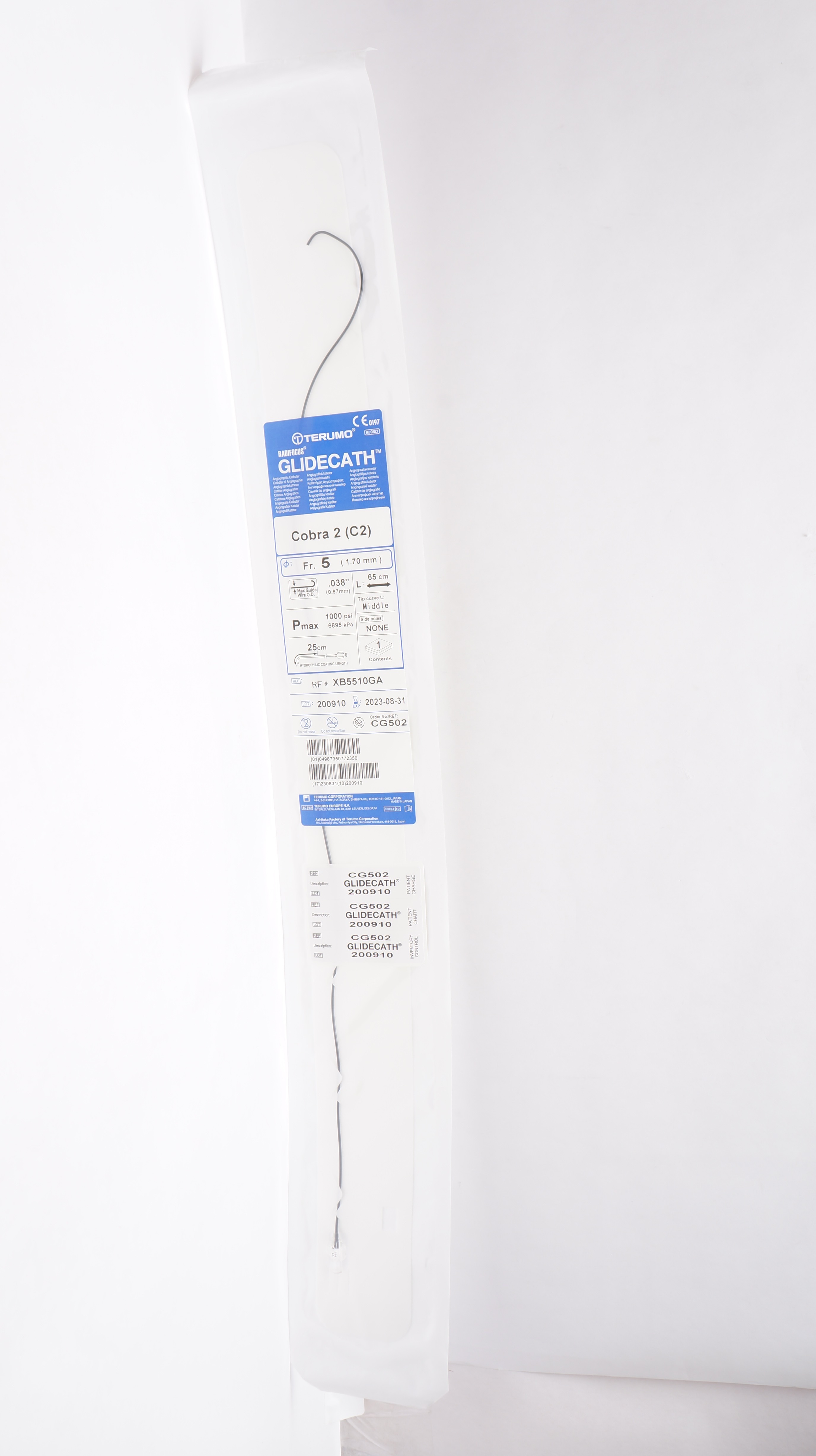 Terumo XB5510GA GLIDECATH Cobra 2 Angiographic Cath 5Fr. (x)