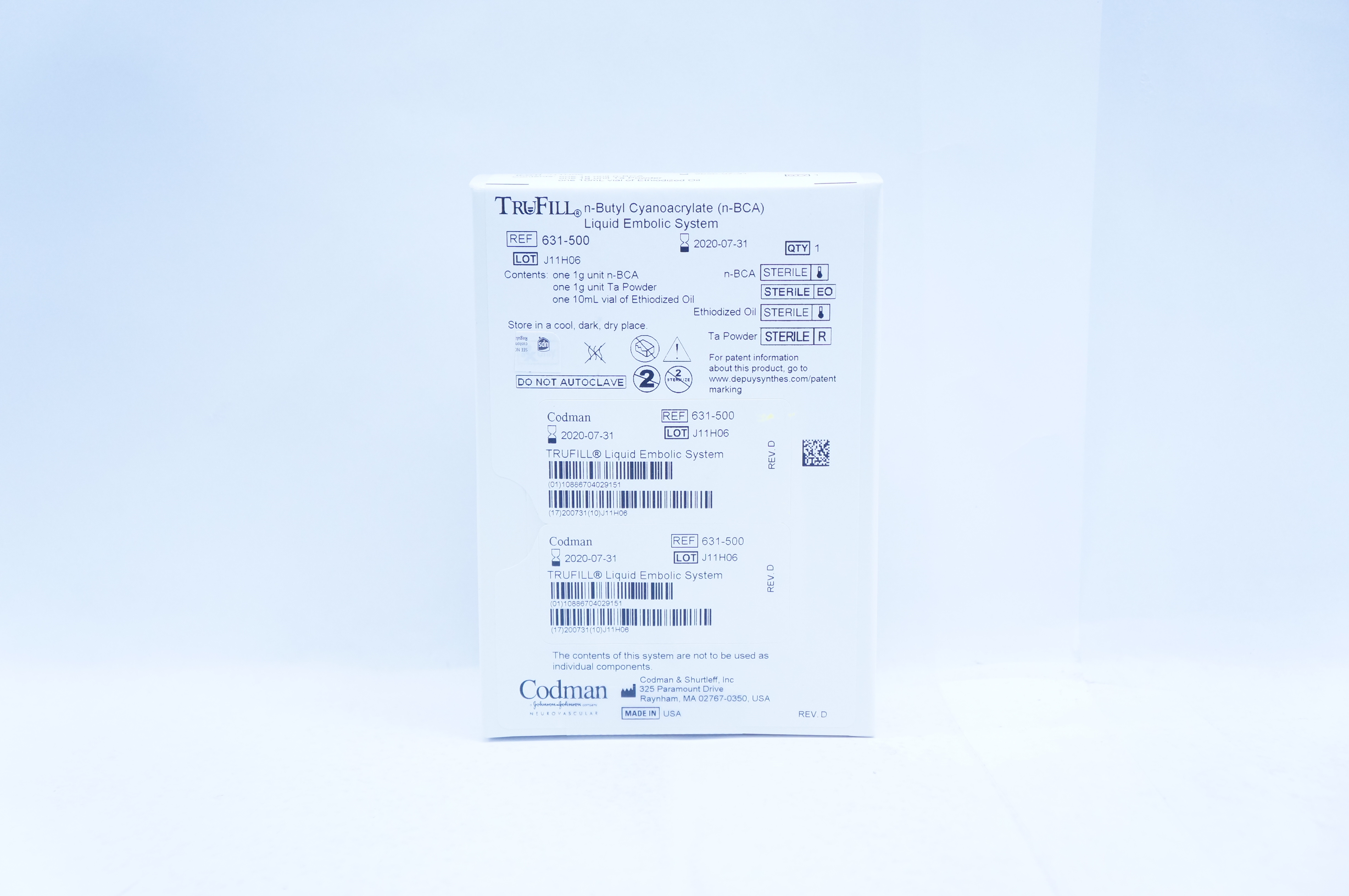Codman 631-500 TruFill n-Butyl Cyanoacrylate (n-BCA) Liquid Embolic System (x)