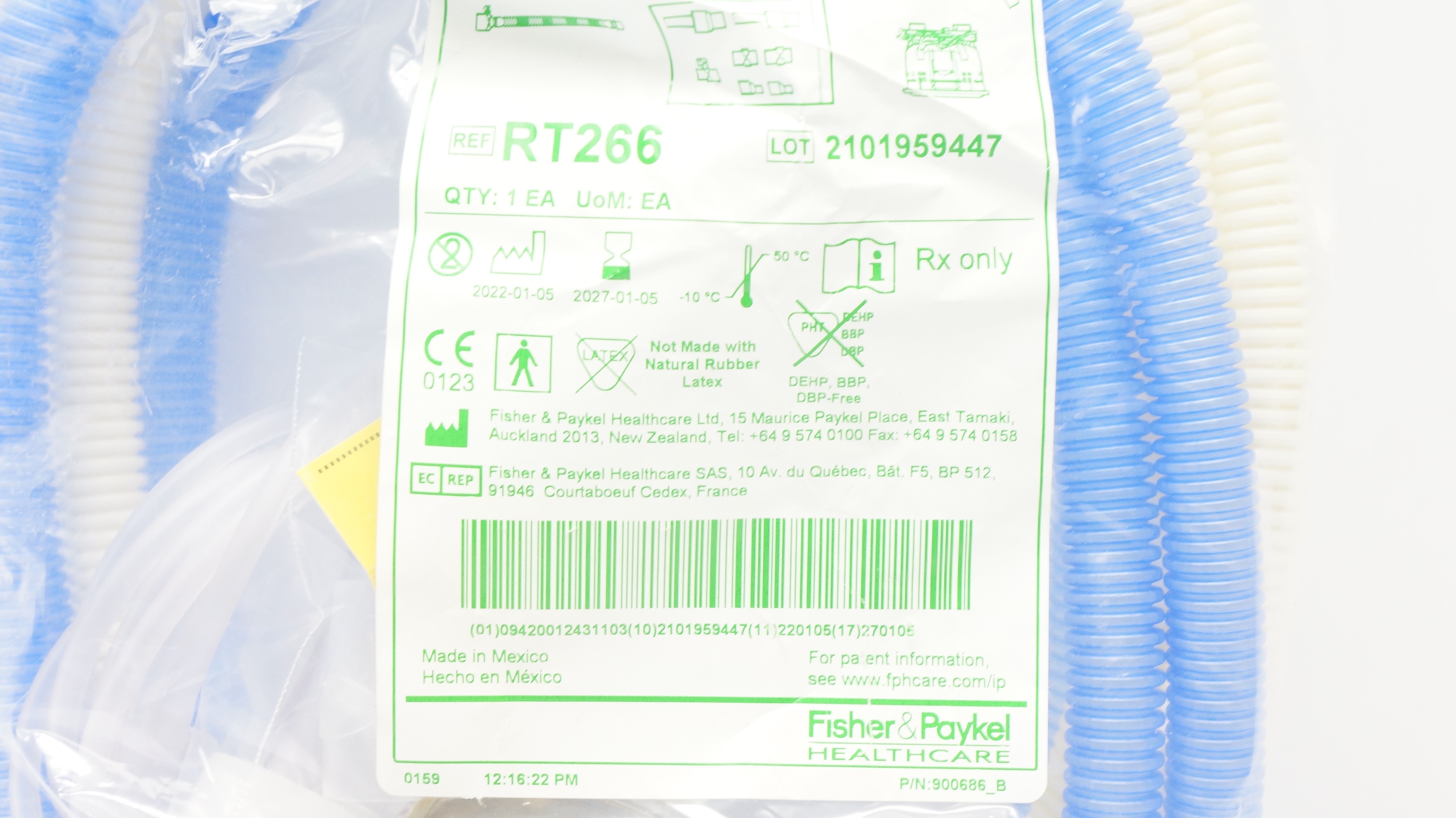 Fisher & Paykel RT266 Evaqua 2 Infant Ventilator Circuit 0.3 to 4 L/min