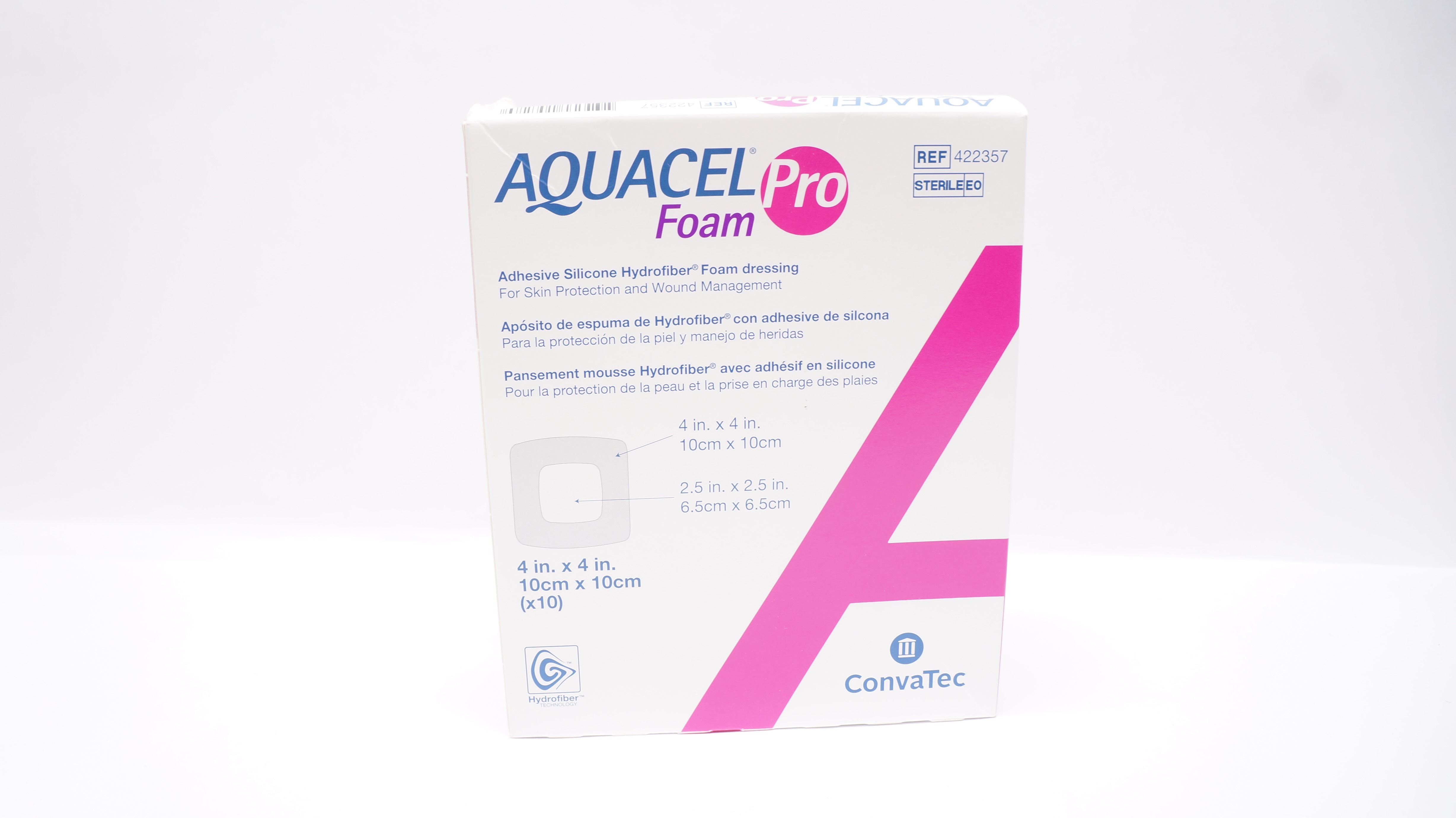 ConvaTec 422357 Aquacel Pro Adhesive Silicone Foam Dressing 4x4inch - Box of 10