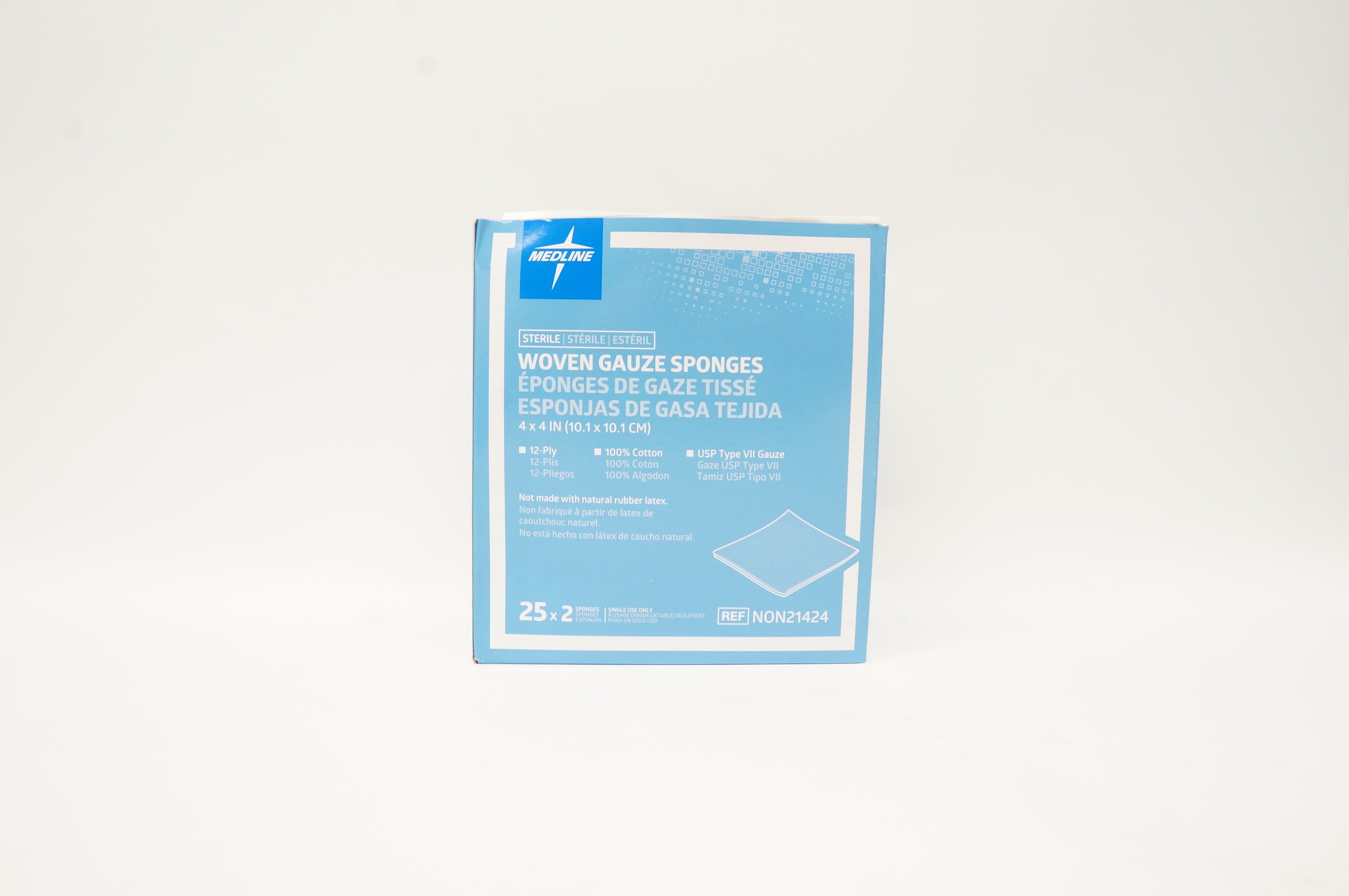 Medline NON21424 Woven Gauze Sponges 12-Ply 4 inch x 4 inch - Box of 25