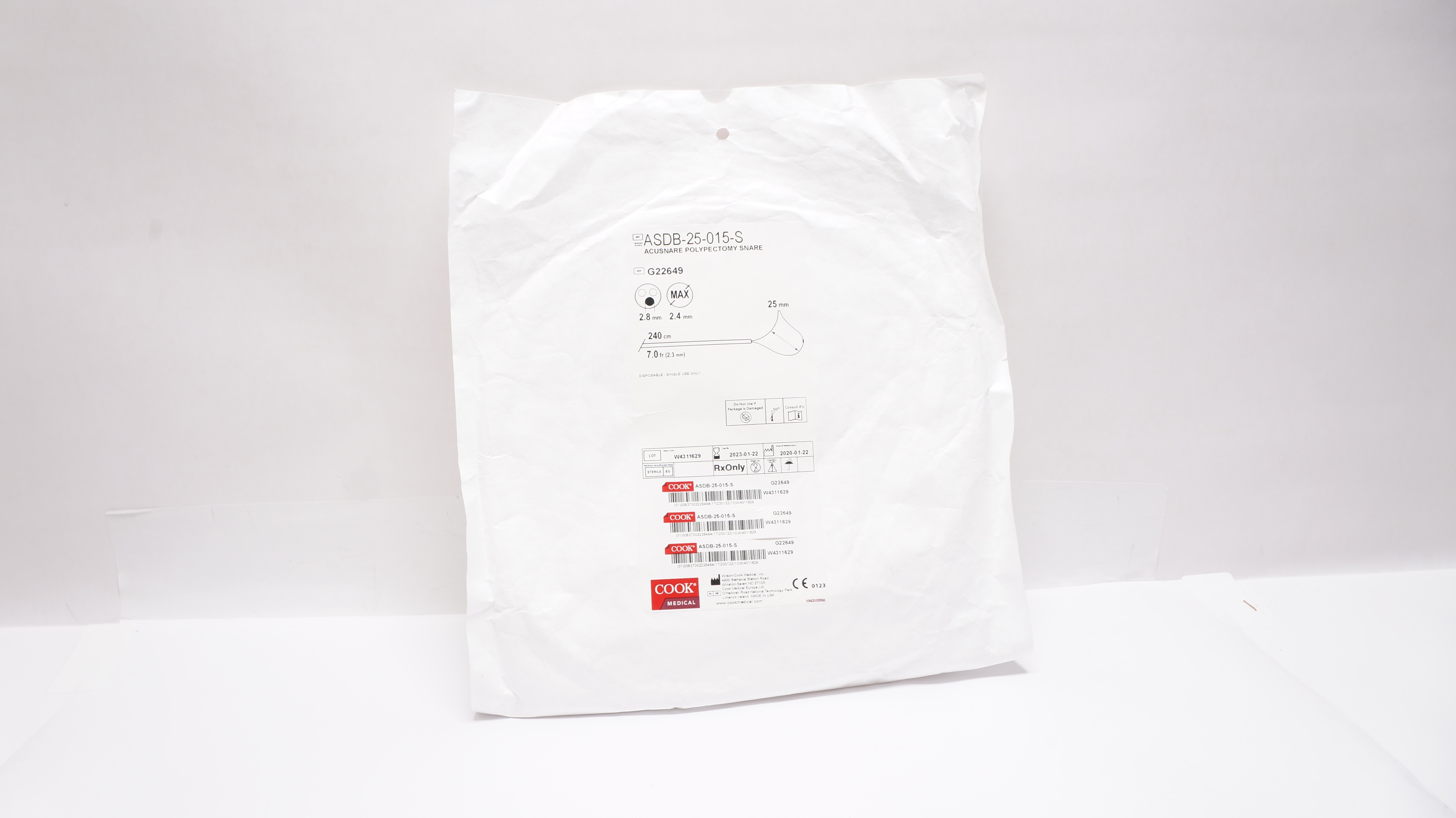 Cook Medical G22649 Acusnare Polypectomy Snare 7Fr x 240cm (x)