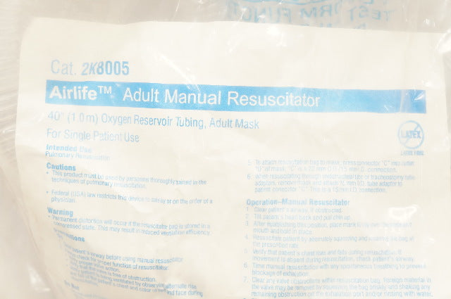 Cardinal Health 2K8005 Airlife Adult Manual Resuscitator 40inch