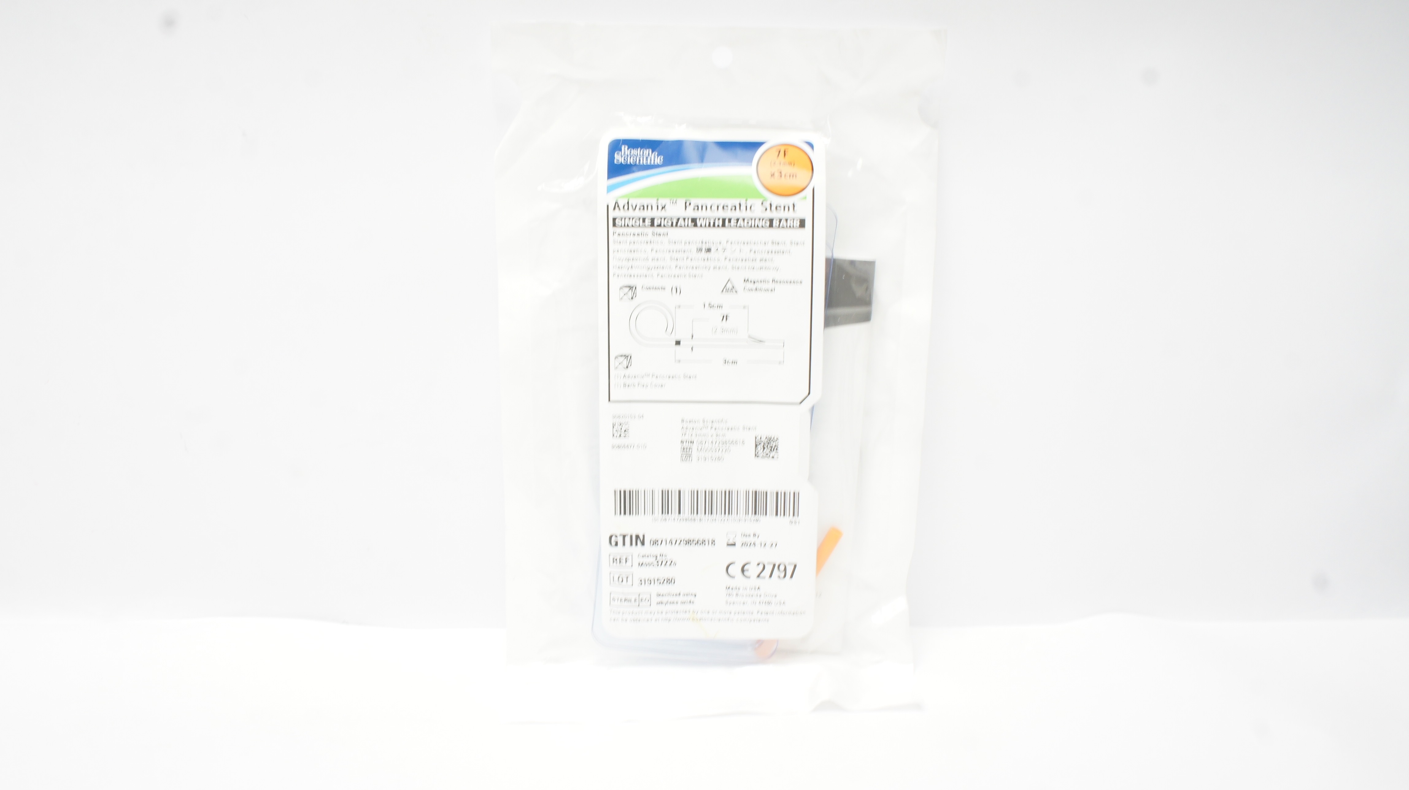 Boston Scientific 3722 Advanix Pancreatic Stnt 7F x 3cm
