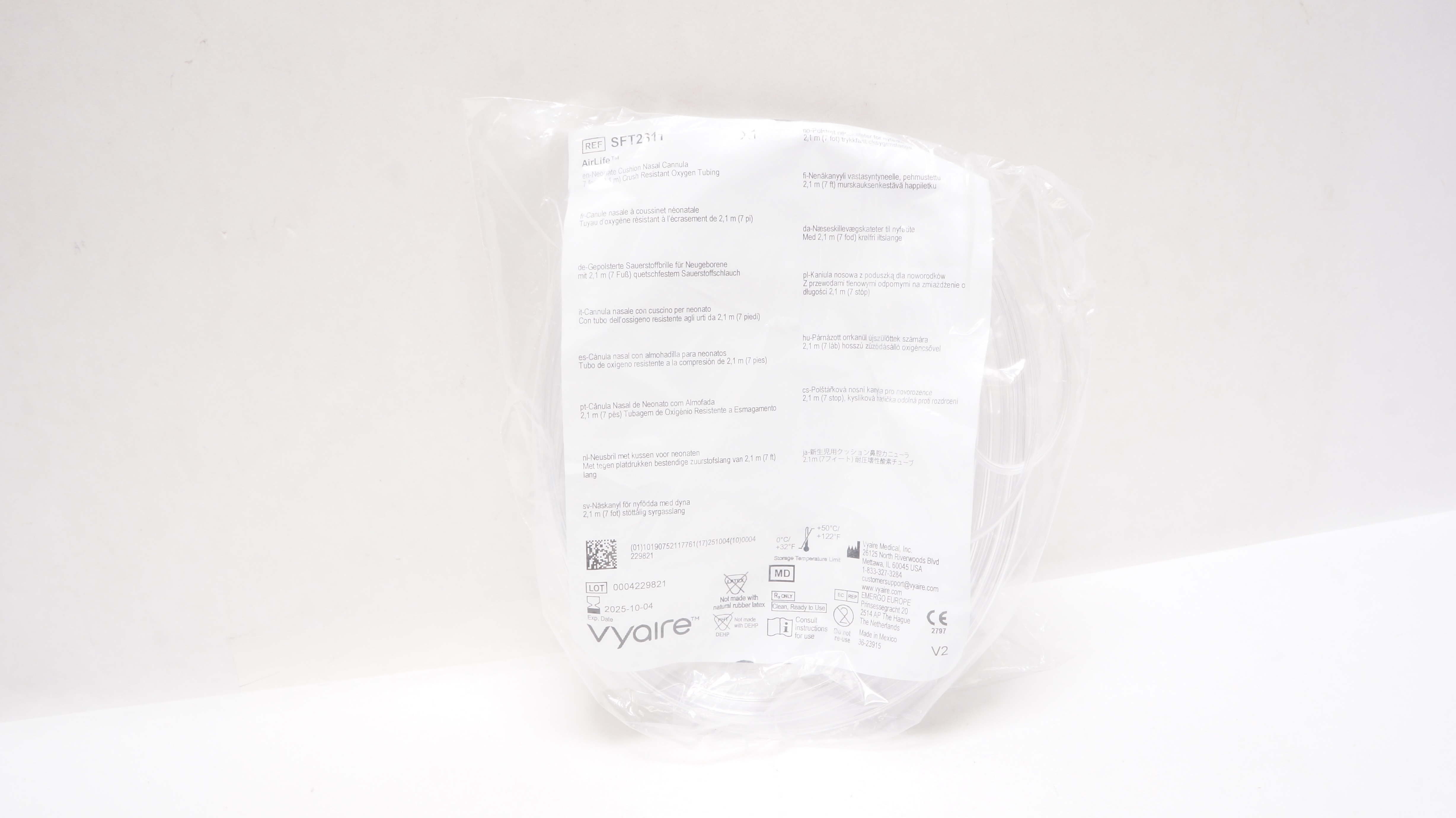 Vyaire SFT2611 AirLife Neonate Cushion Nasal Cannula, 7Ft. Oxygen Tubing