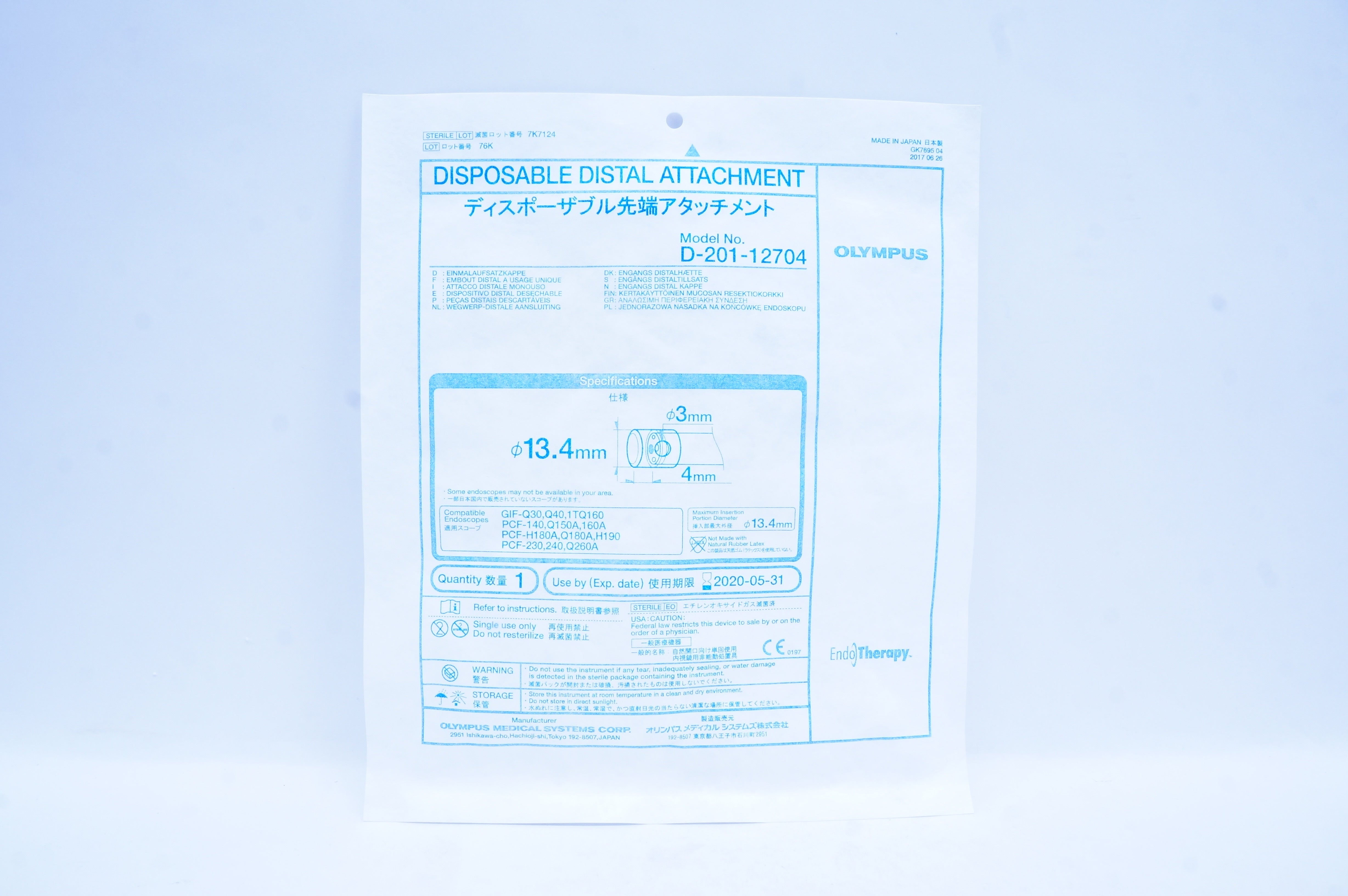 Olympus D-201-12704 Disposable Distal Attachment 13.4mm (x)