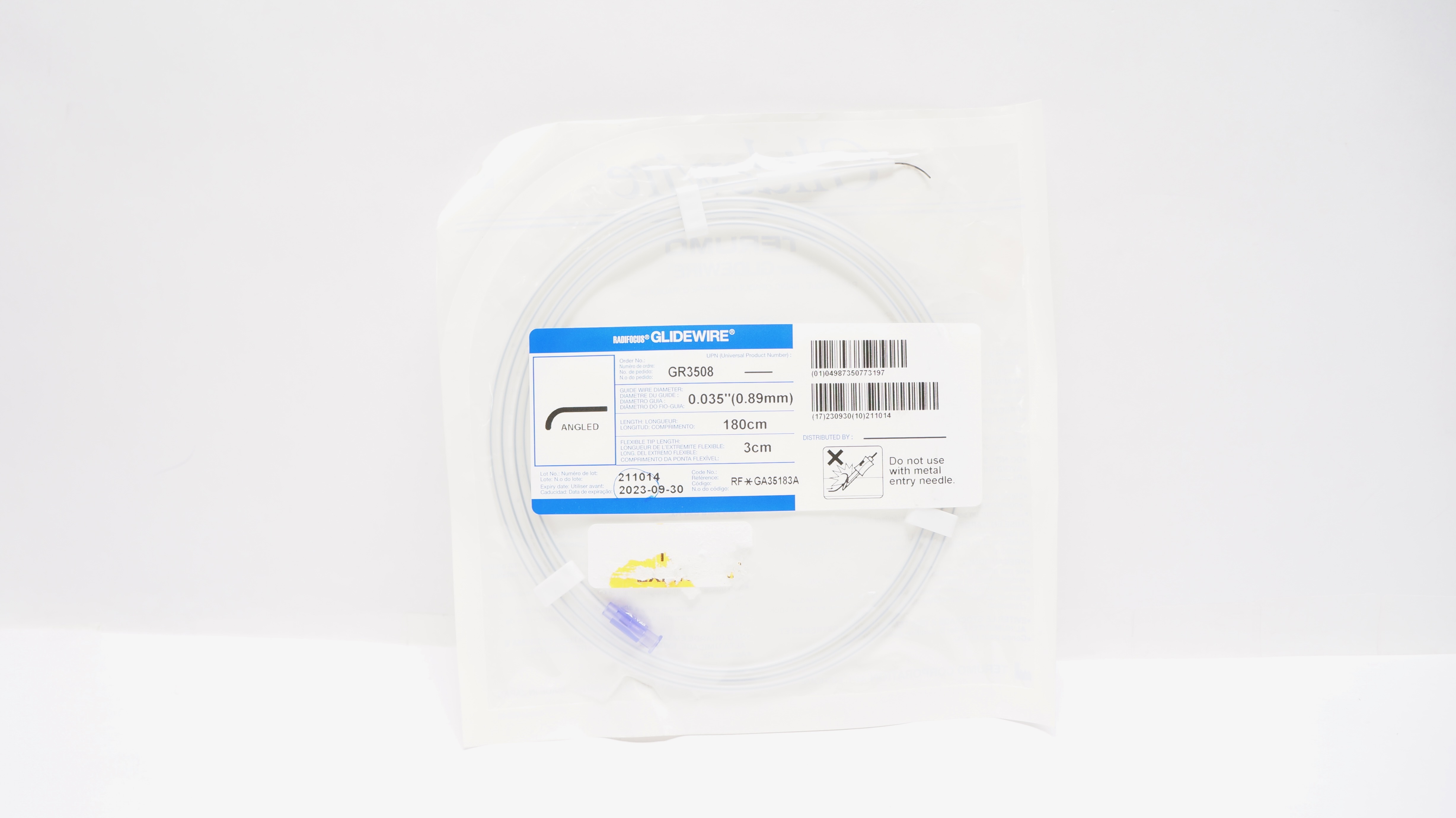 Terumo GA35183A Radifocus Glidewire Angled, 0.035inch x 3cm x 180cm (x)