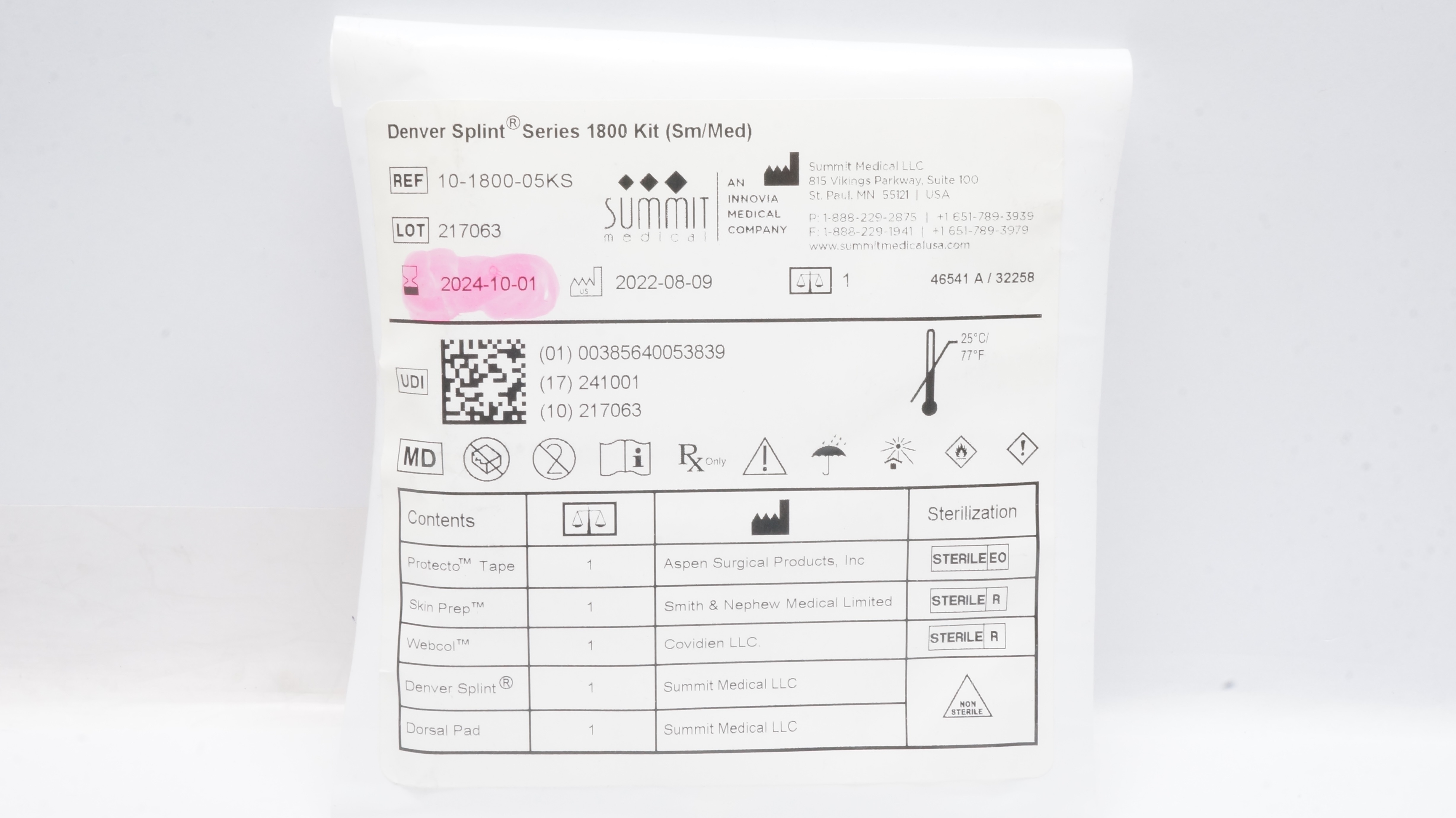 Summit Medical 10-1800-05KS Denver Splint Series 1800 Kit S/M (x)