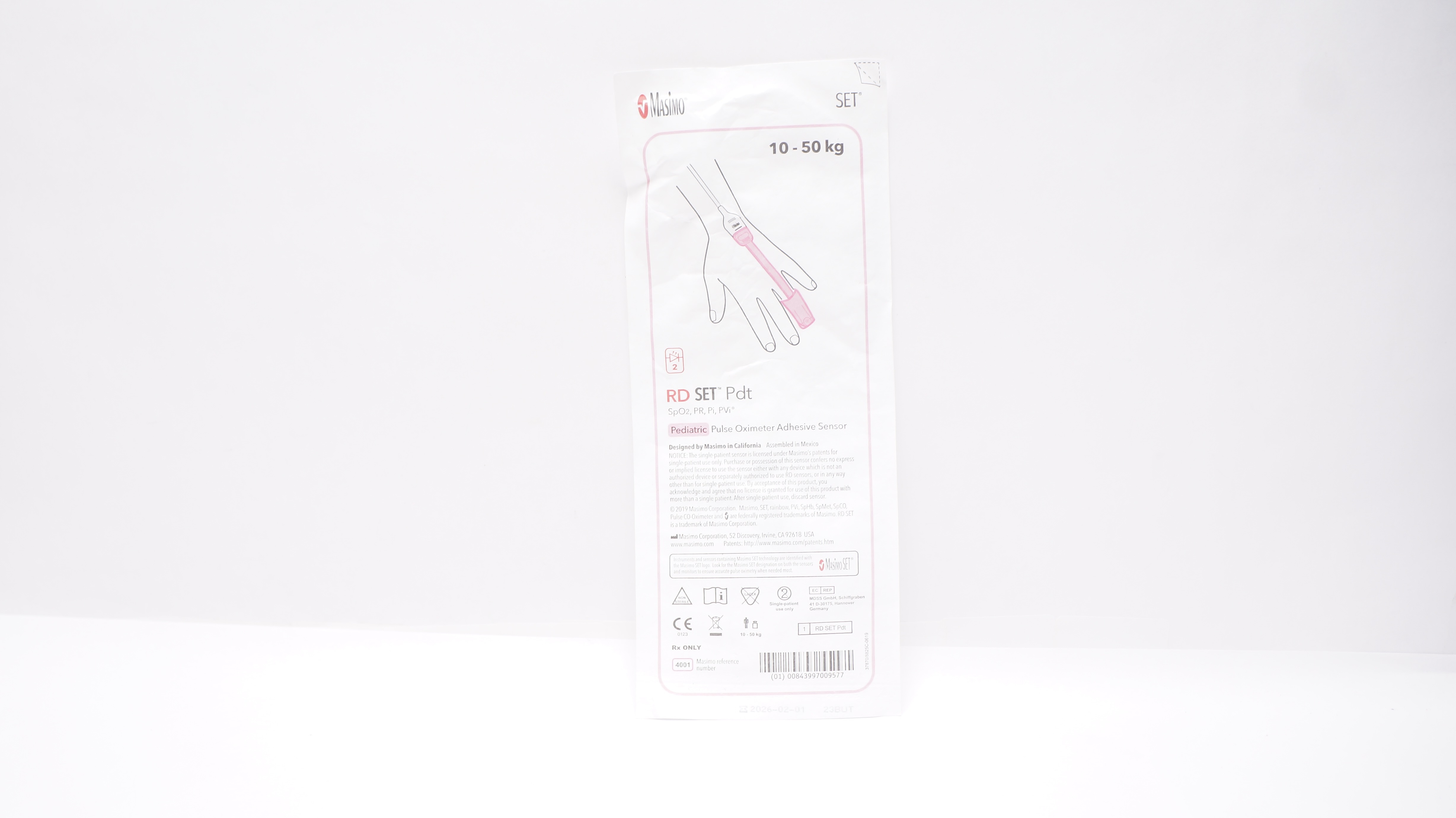 MasimoSet 4001 SpO2 RD SET Pediatric Pulse Oximeter Adhesive Sensor 10-50kg