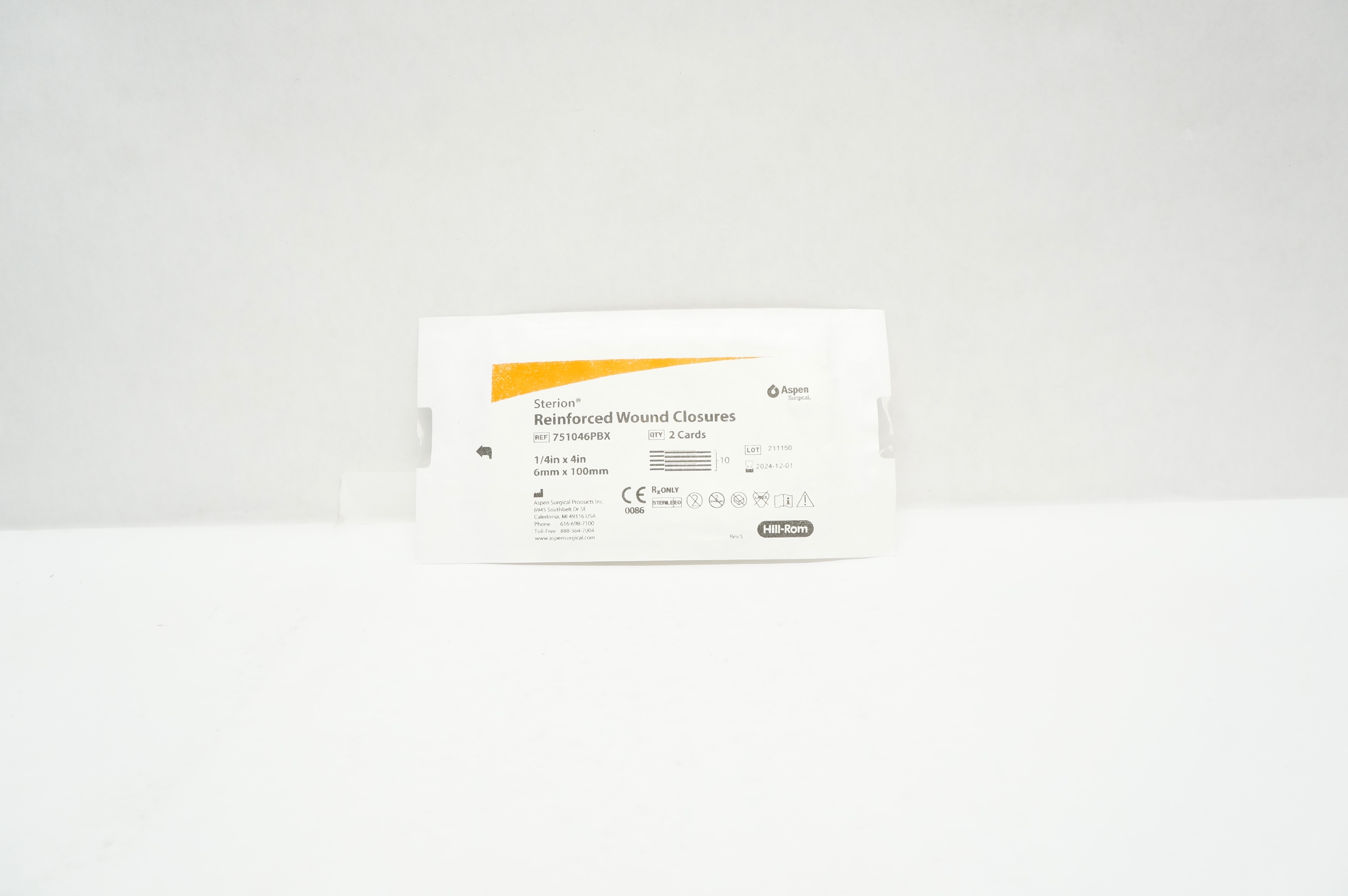 Aspen Surgical 751046PBX Reinforced Wound Closures 1/4in x 4in - Pack of 2