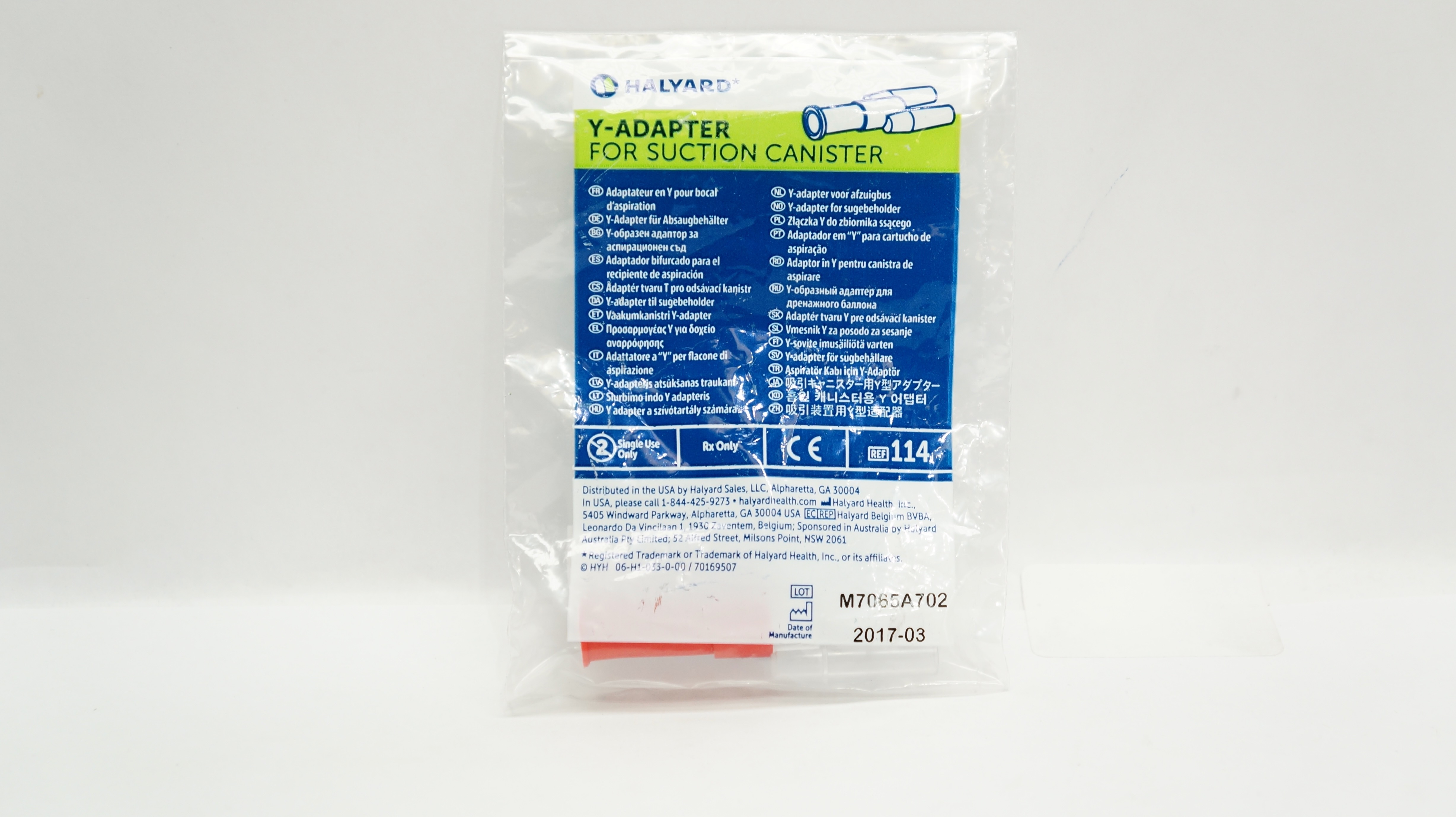 Halyard 114 Y-Adapter For Suction Canister