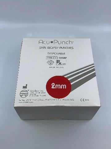Acuderm P225 Acu Punch Acu Punch Skin B i o p s y Punches, 2mm~ Box  of 25