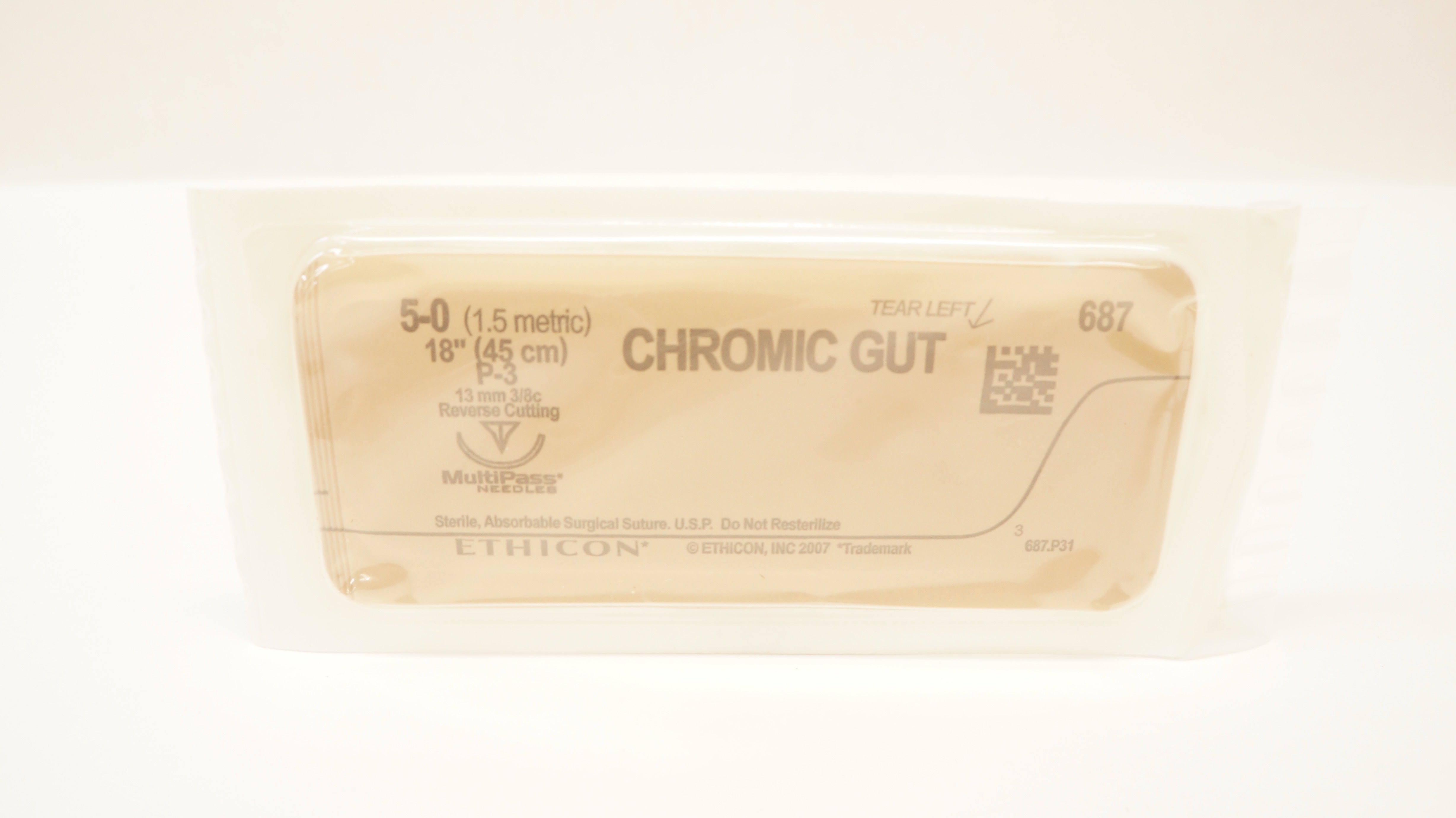Ethicon 687 5-0 CHROMIC GUT  P-3 13mm 3/8c Reverse Cutting 18inch (x)