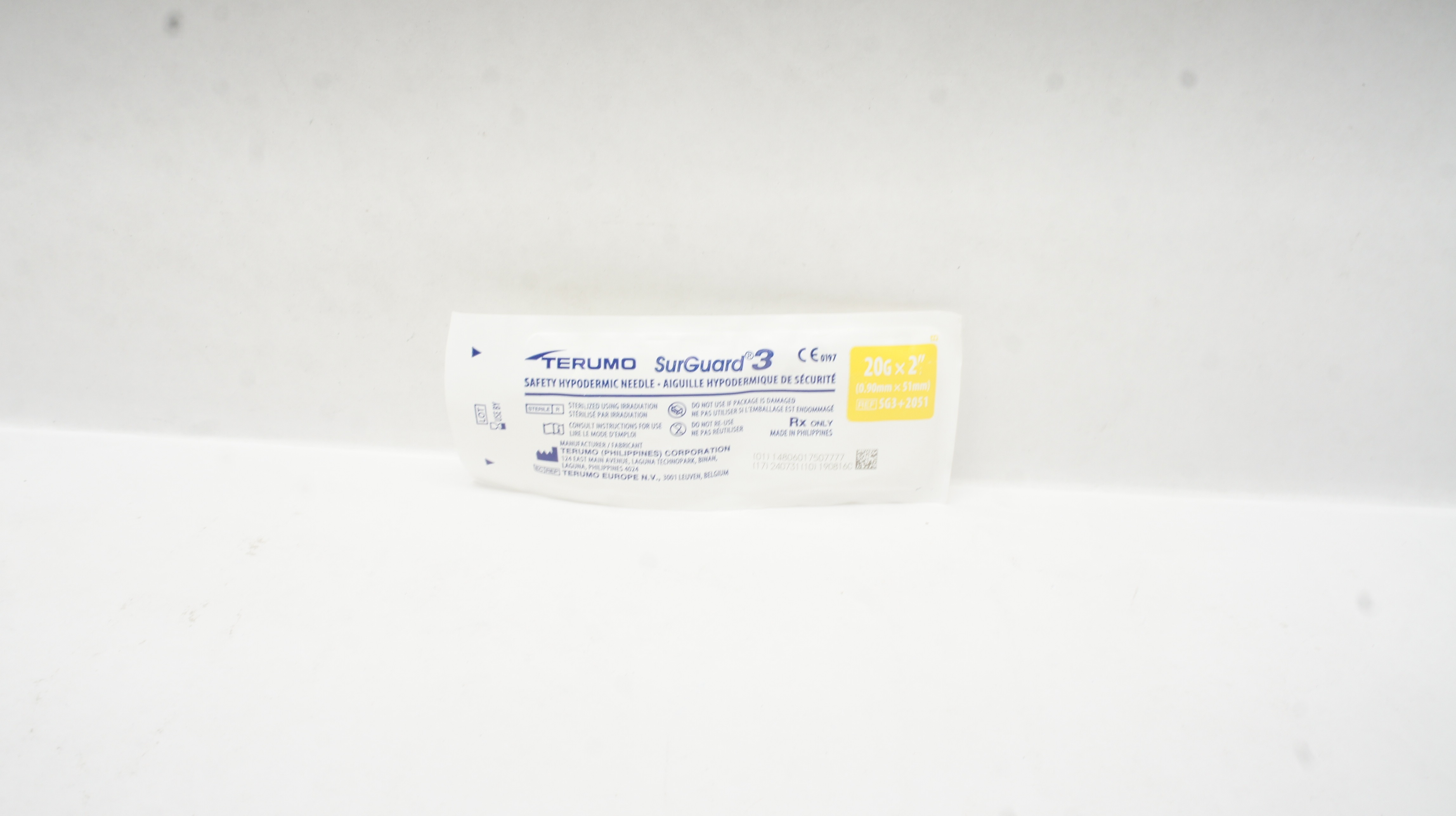 Terumo SG3+2051 SurGuard3 Safety Hypodermic Ndle 20G x 2in