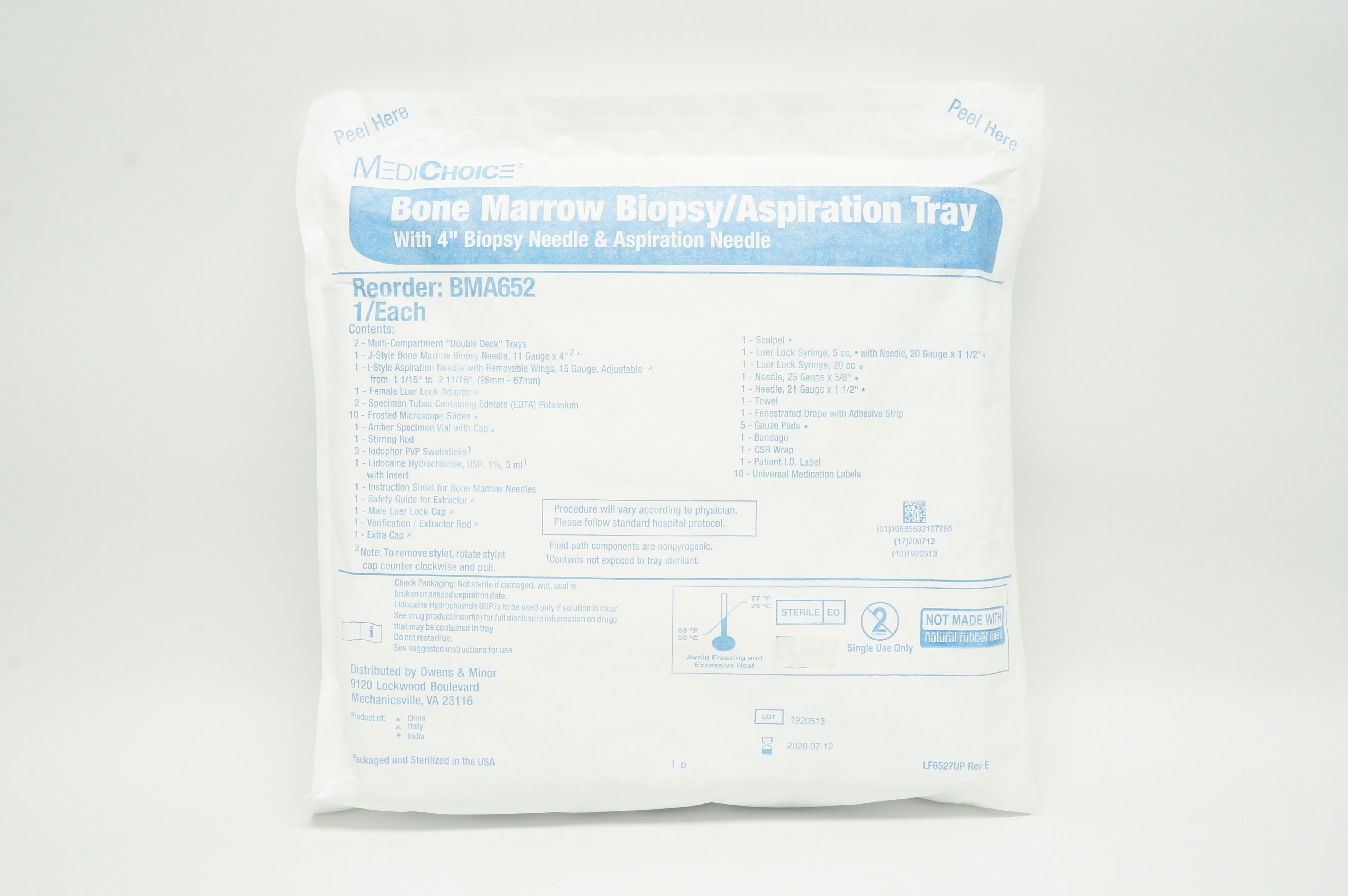 MedChoice BMA652 Bone Marrow Biopsy/Aspiration Tray (x)