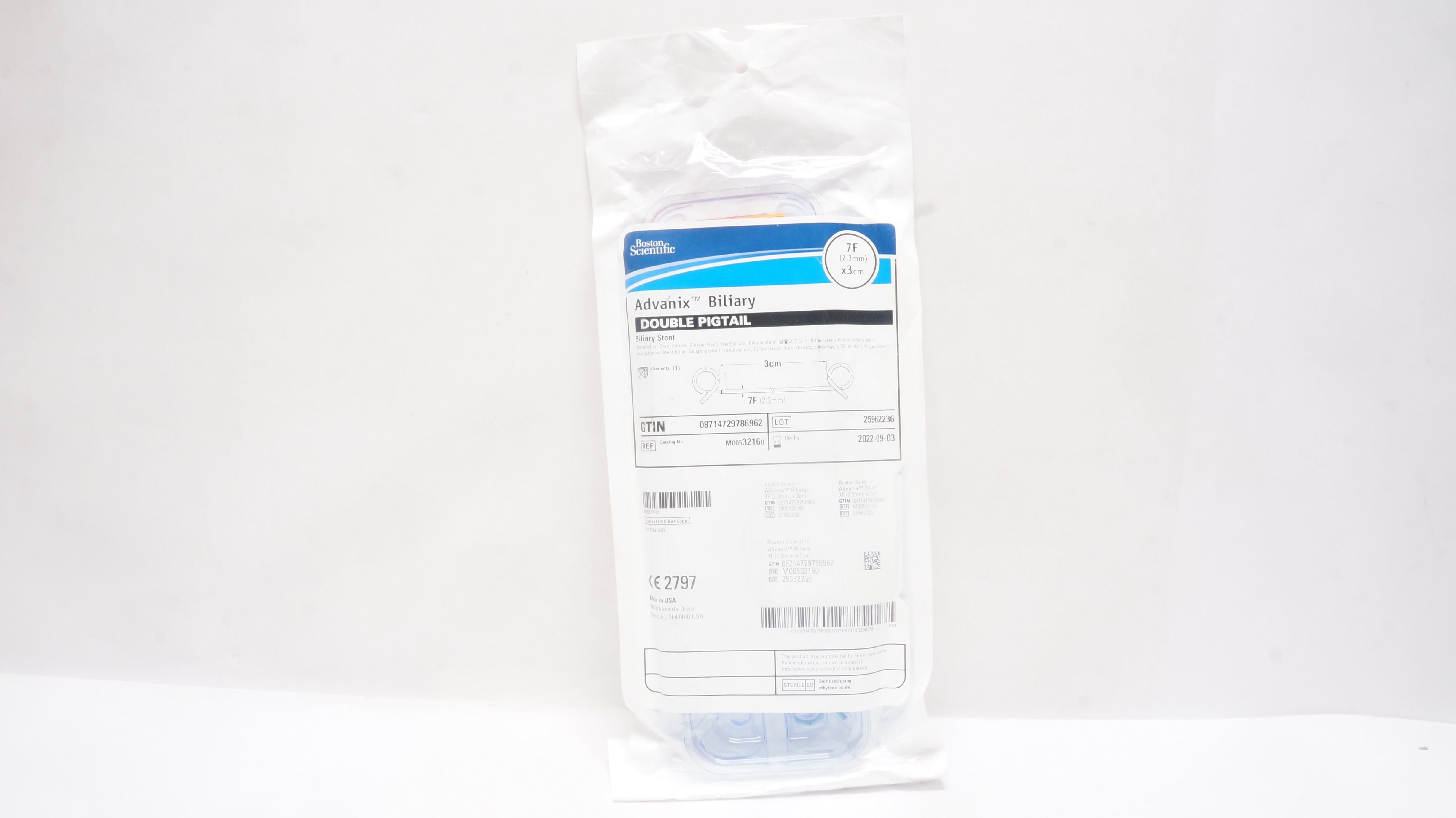 Boston Scientific M00532160 Advanix Biliary Double Pigtail Stnt 7F x 3cm (x)