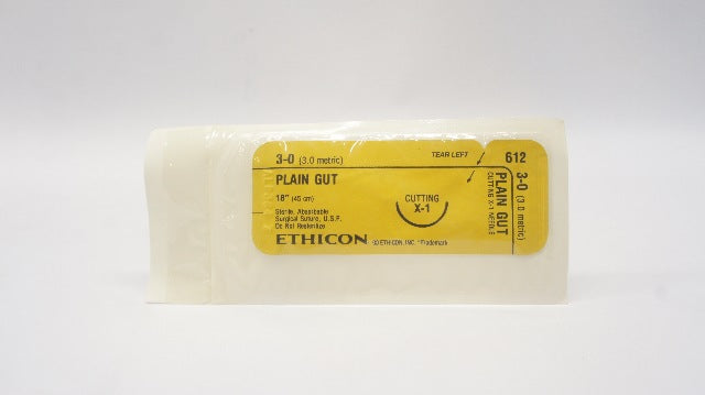 Ethicon 612 3-0 Plain Gut Surgical Stre Cutting X-1 Ndle, 18inch