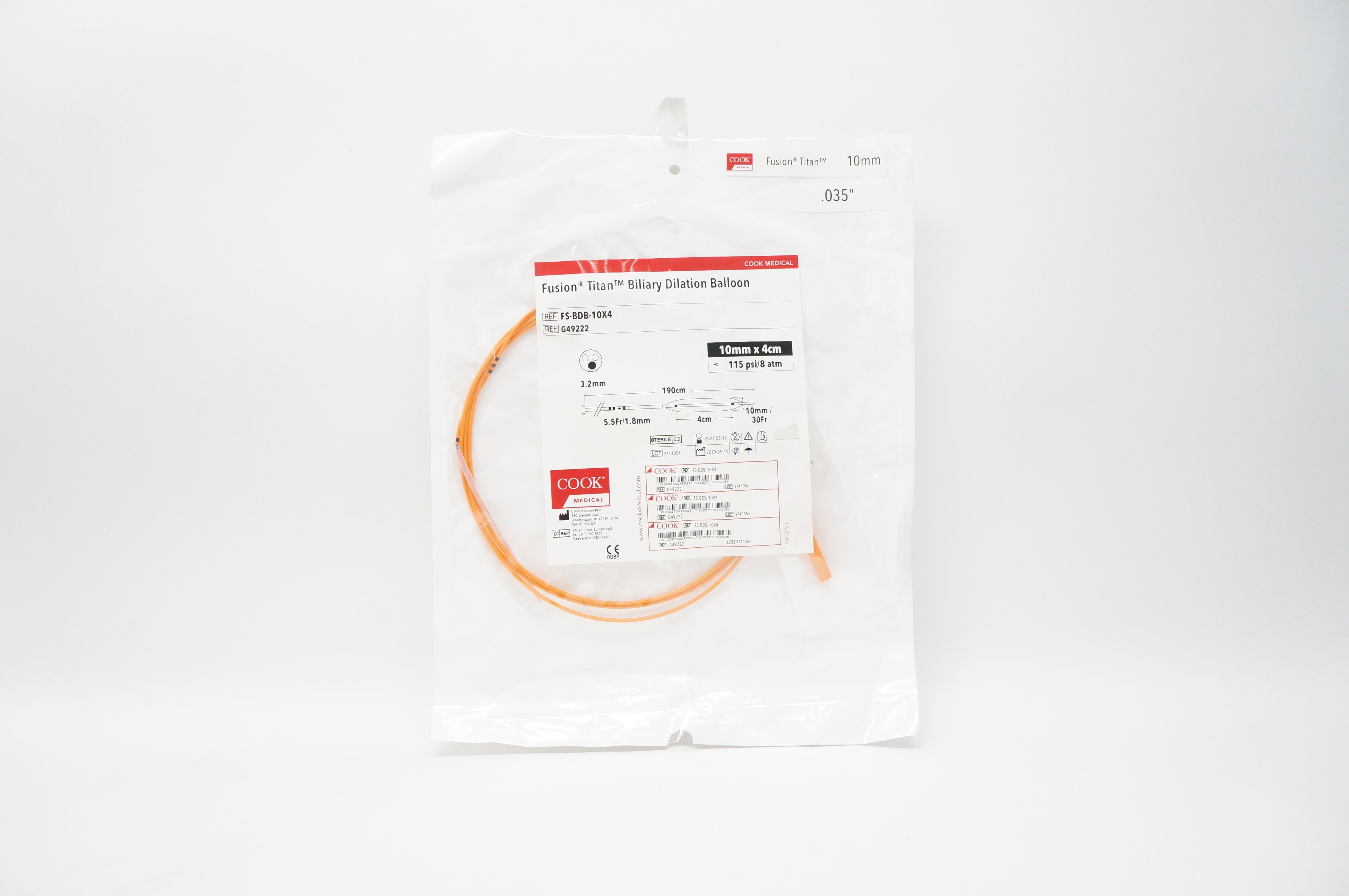 Cook Medical G49222 Fusion Titan Biliary Dilation Balloon 10mm x 4cm (x)