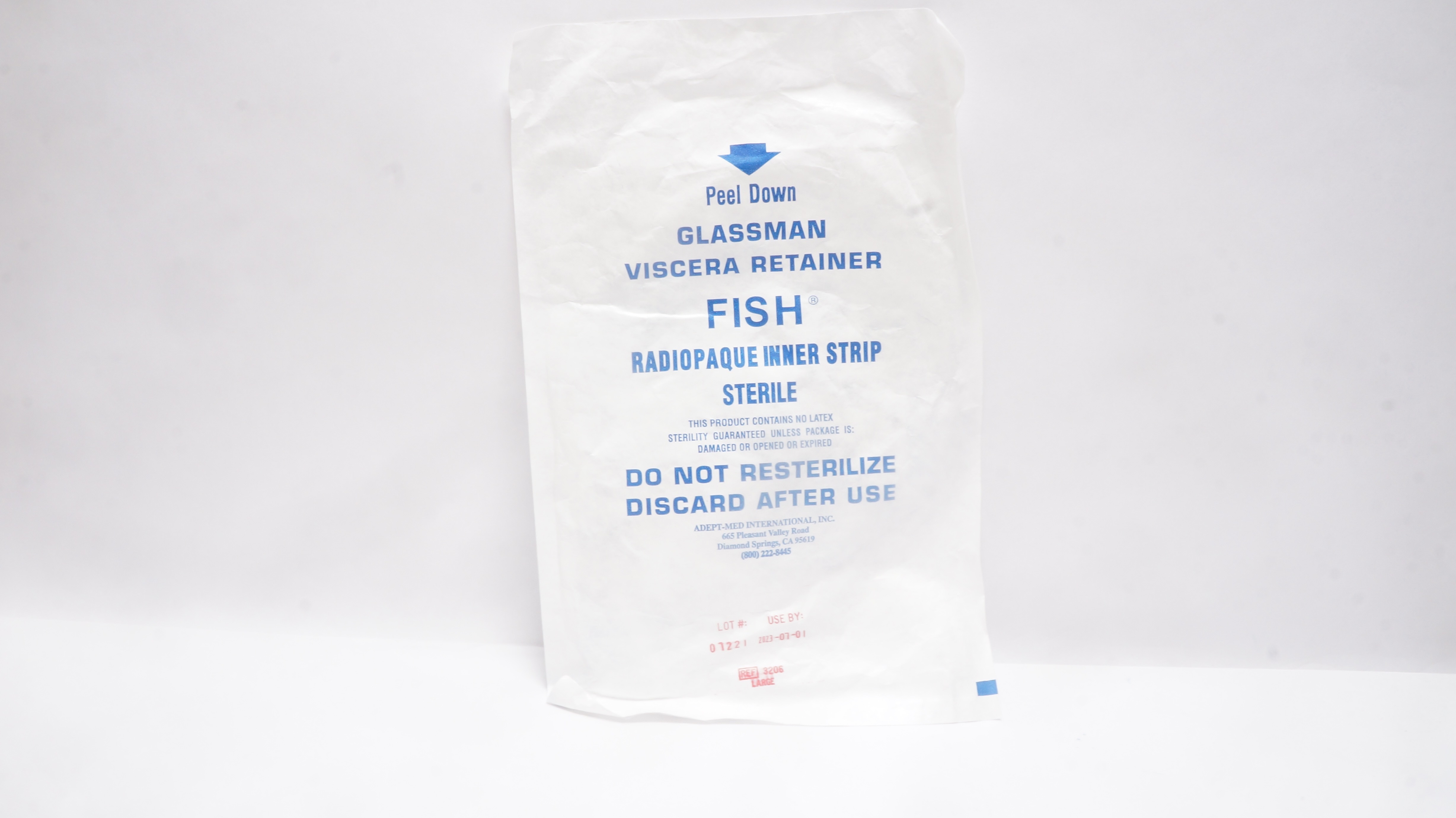 Adept-Med 3206 Glassman Viscera Retainer Fish Radiopaque Inner Strip, Large (x)