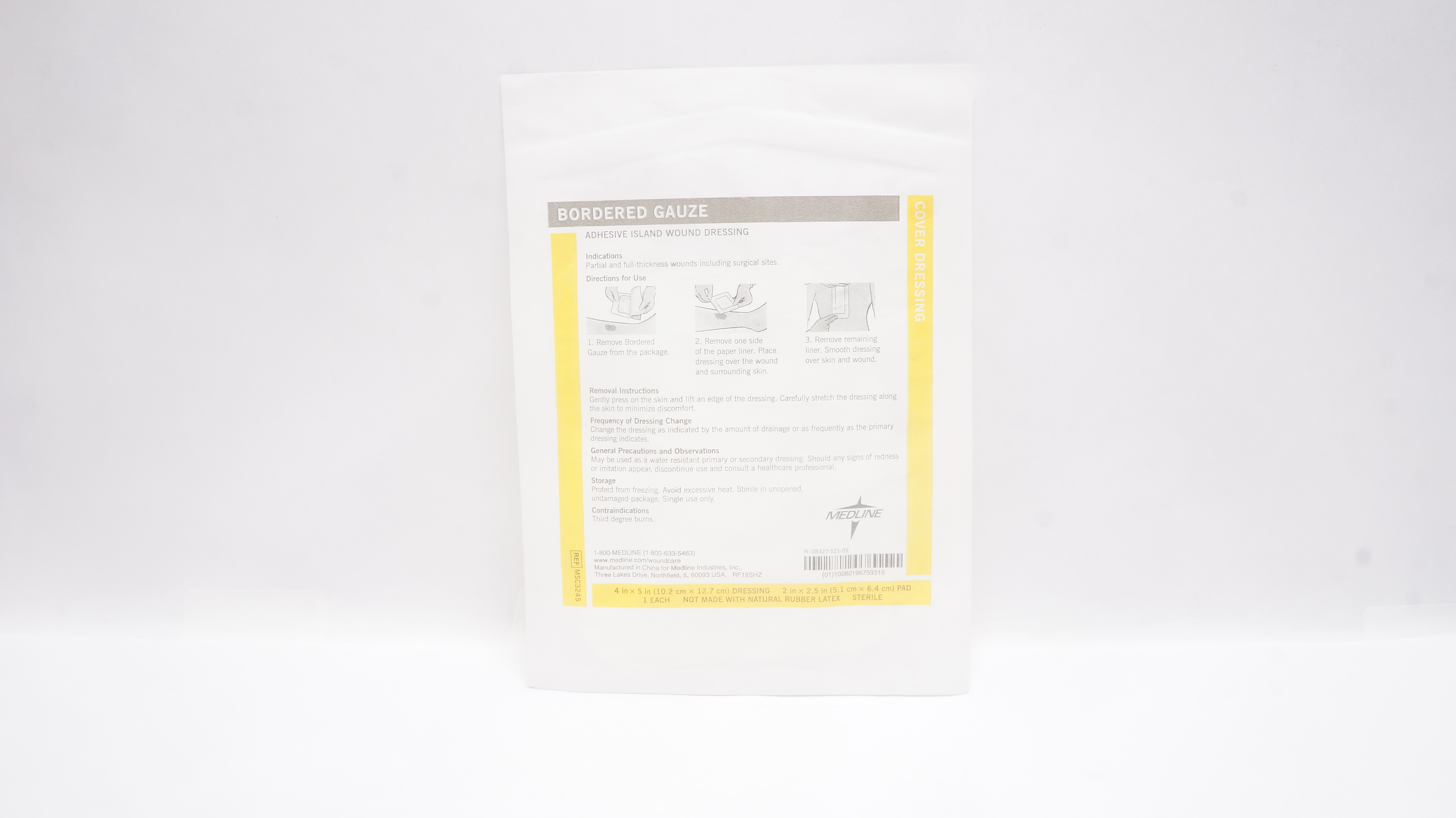 Medline MSC3245 Adhesive Island Wound Dressing 4 x 5inch,  Pad 2 x 2.5inch