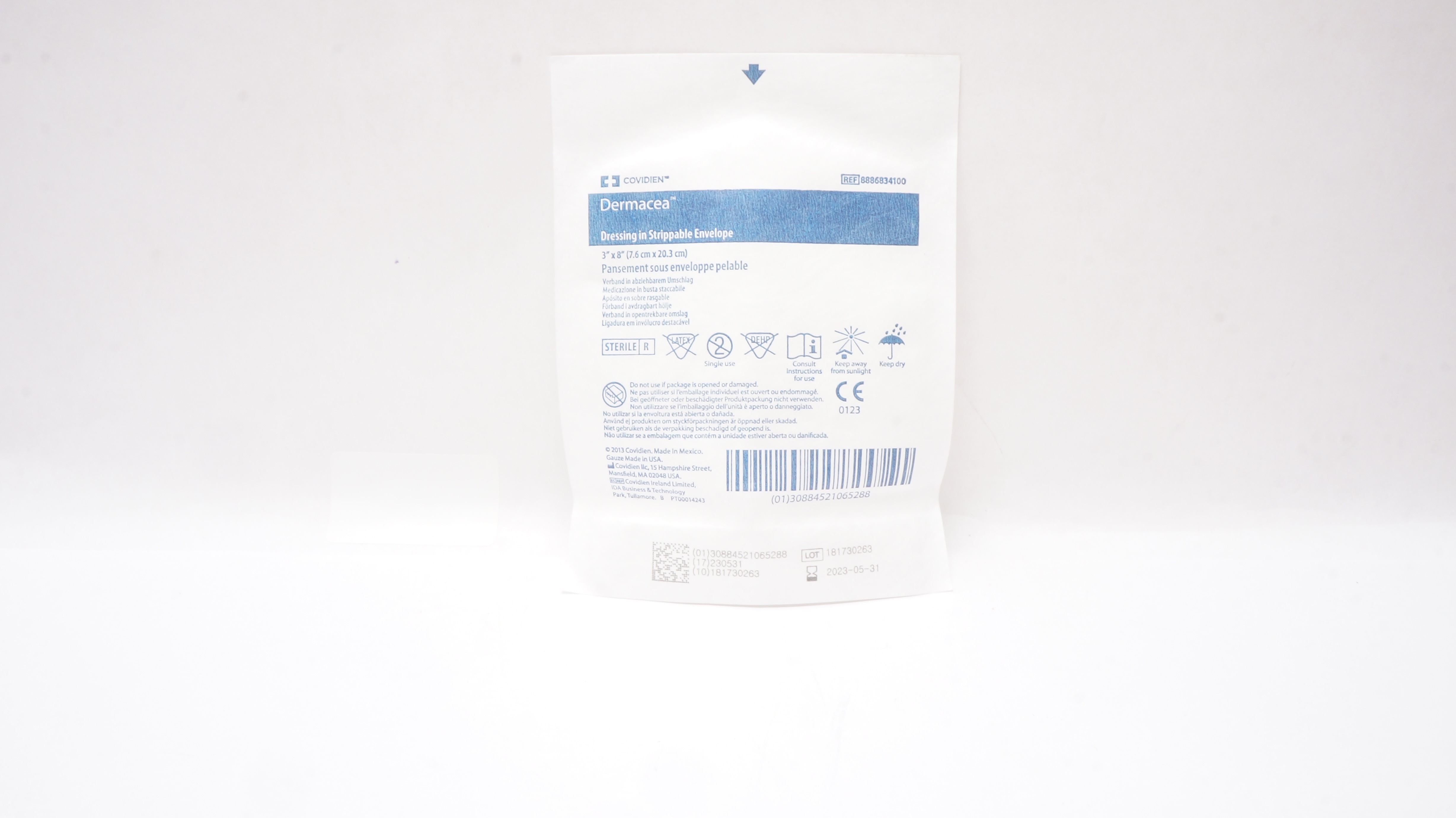 Covidien 8886834100 Dermacea Dressing in Strippable Envelope 3inch x 8inch