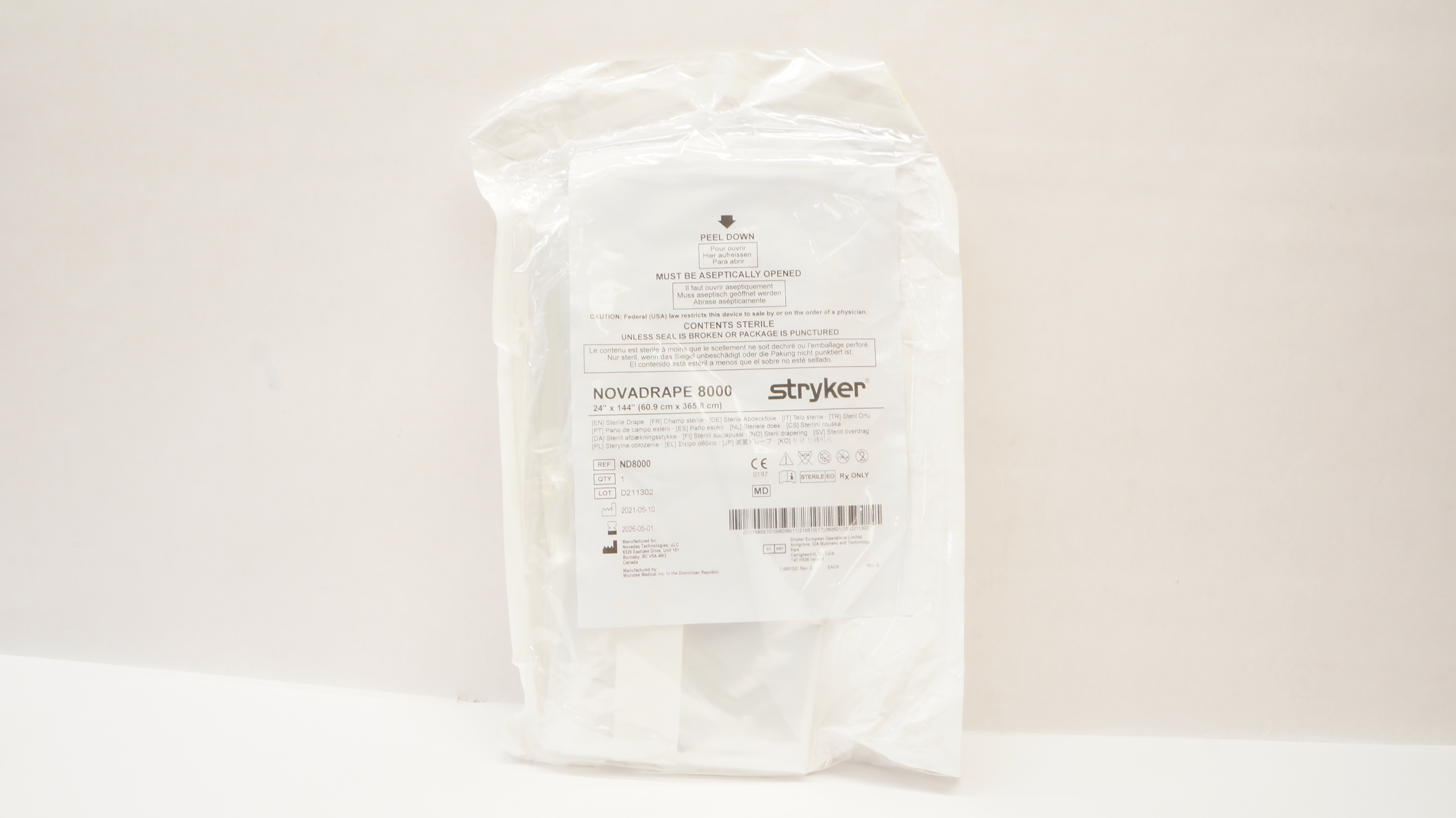 Microtek ND8000 Stryker NOVADRAPE 8000 Sterile Drape 24inch x 144inch