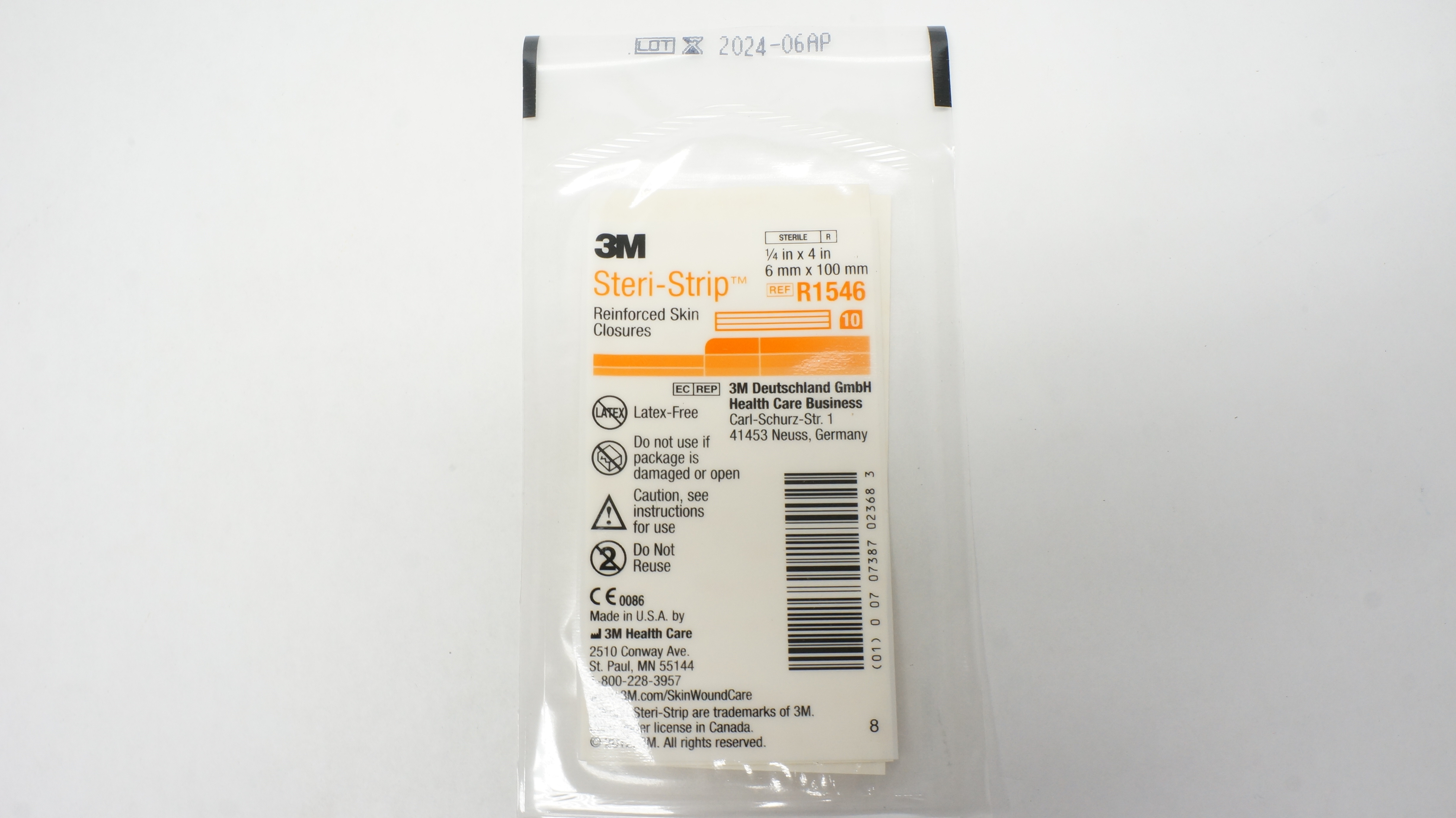 3M R1546 Steri-Strip Reinforced Skin Closures 1/4inch x 4inch - Packet of 10