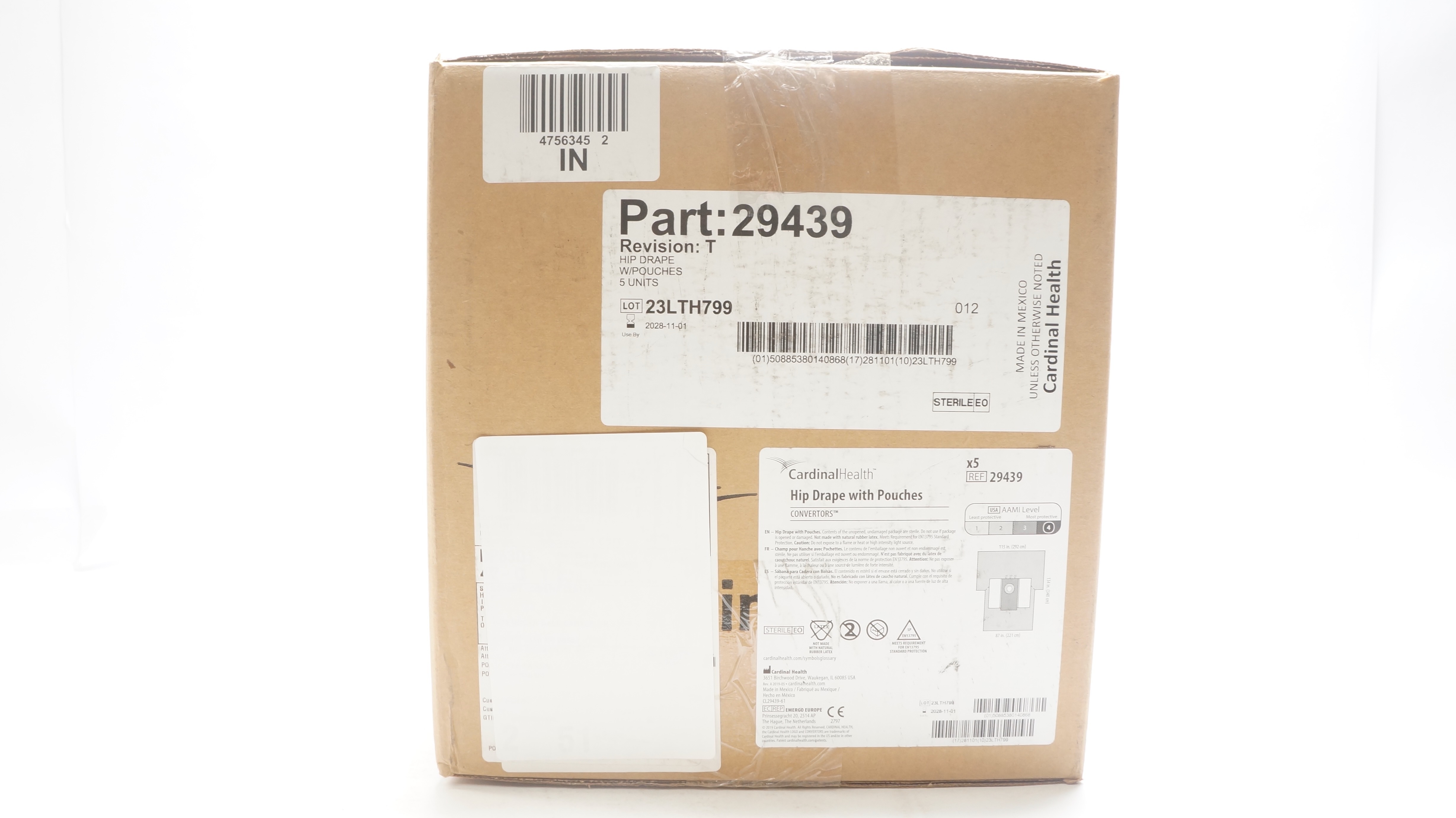 Cardinal Health 29439 Convertors Hip Drape W/ Pouches 115inch x 134inch-Box of 5