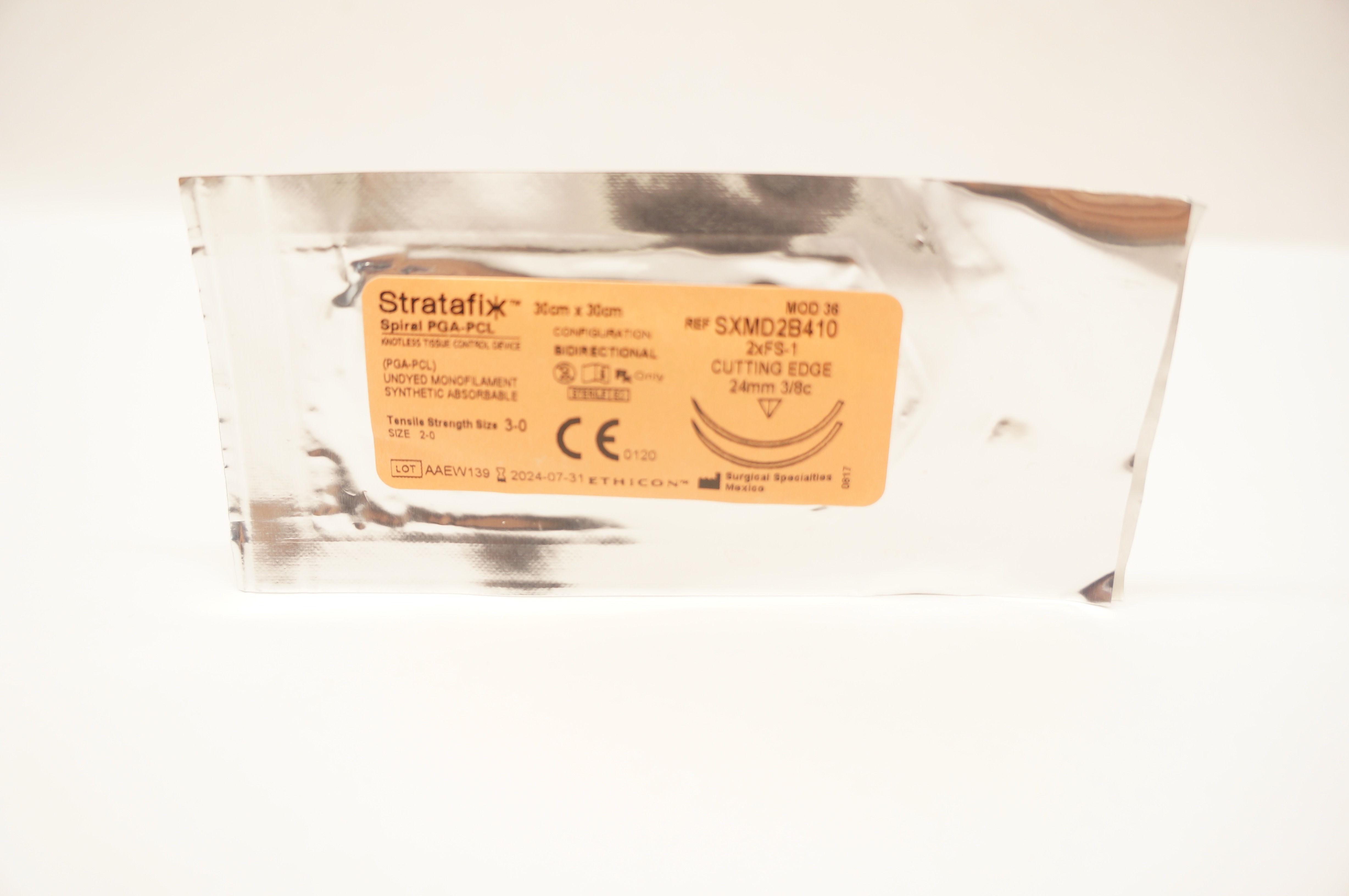 Ethicon SXMD2B410 3-0 Stratafix Stre 2xFS-1 Cutting Edge 24mm 3/8c 30x30cm