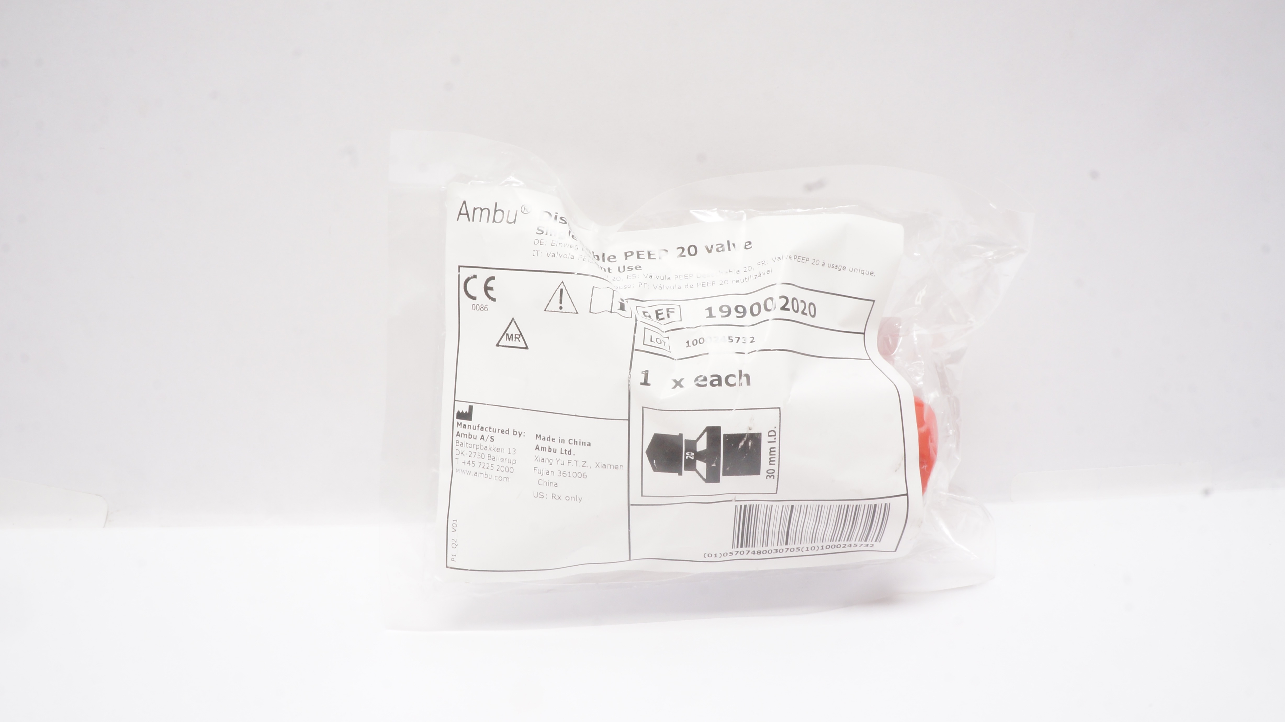 Ambu 199002020 Respiratory Care Disposable PEEP 20 Valve 30mm I.D.