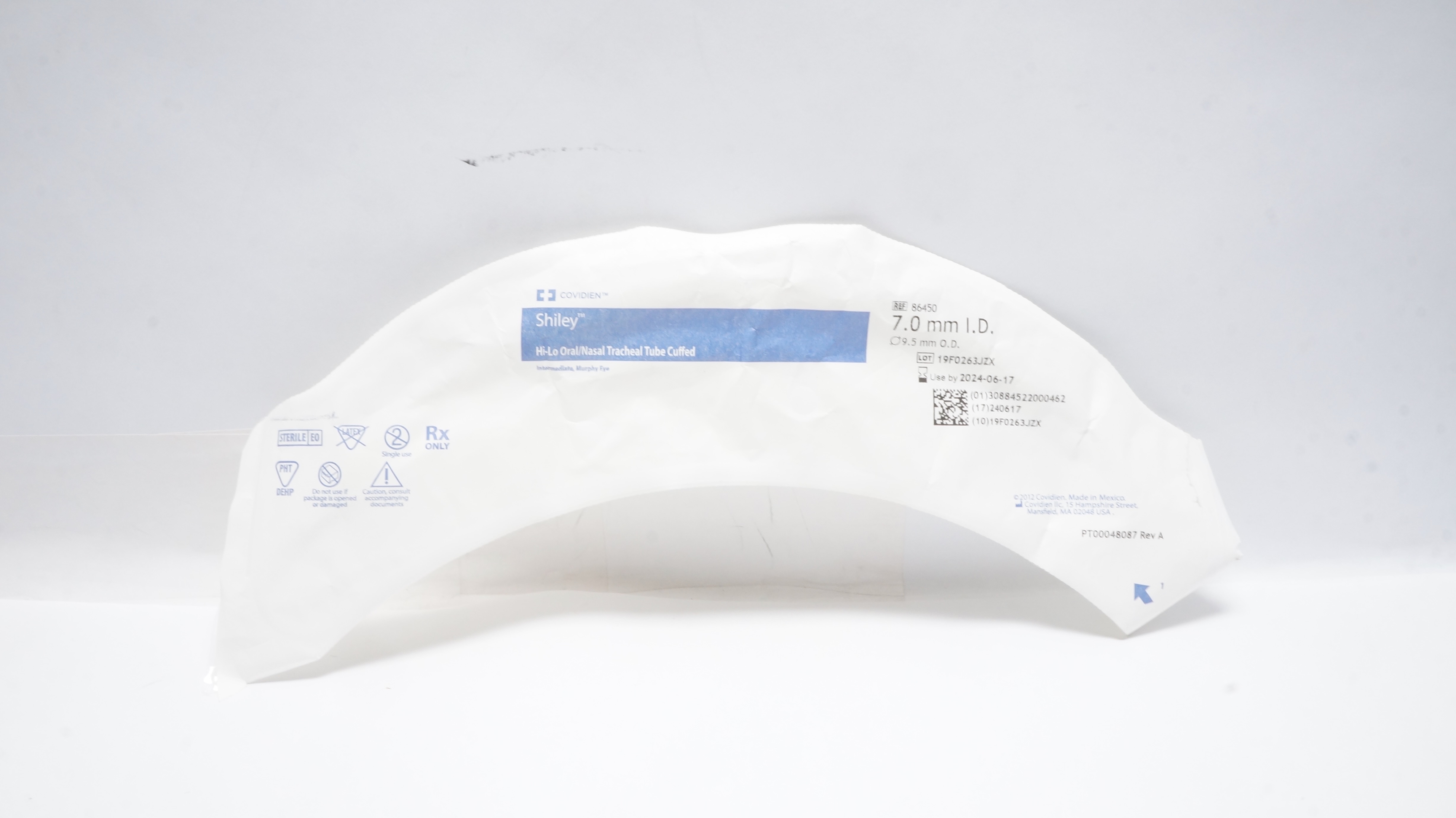 Covidien 86450 Shiley Hi-Lo Oral/Nasal Tracheal Tube 7mm ID x 9.5mm OD (x)