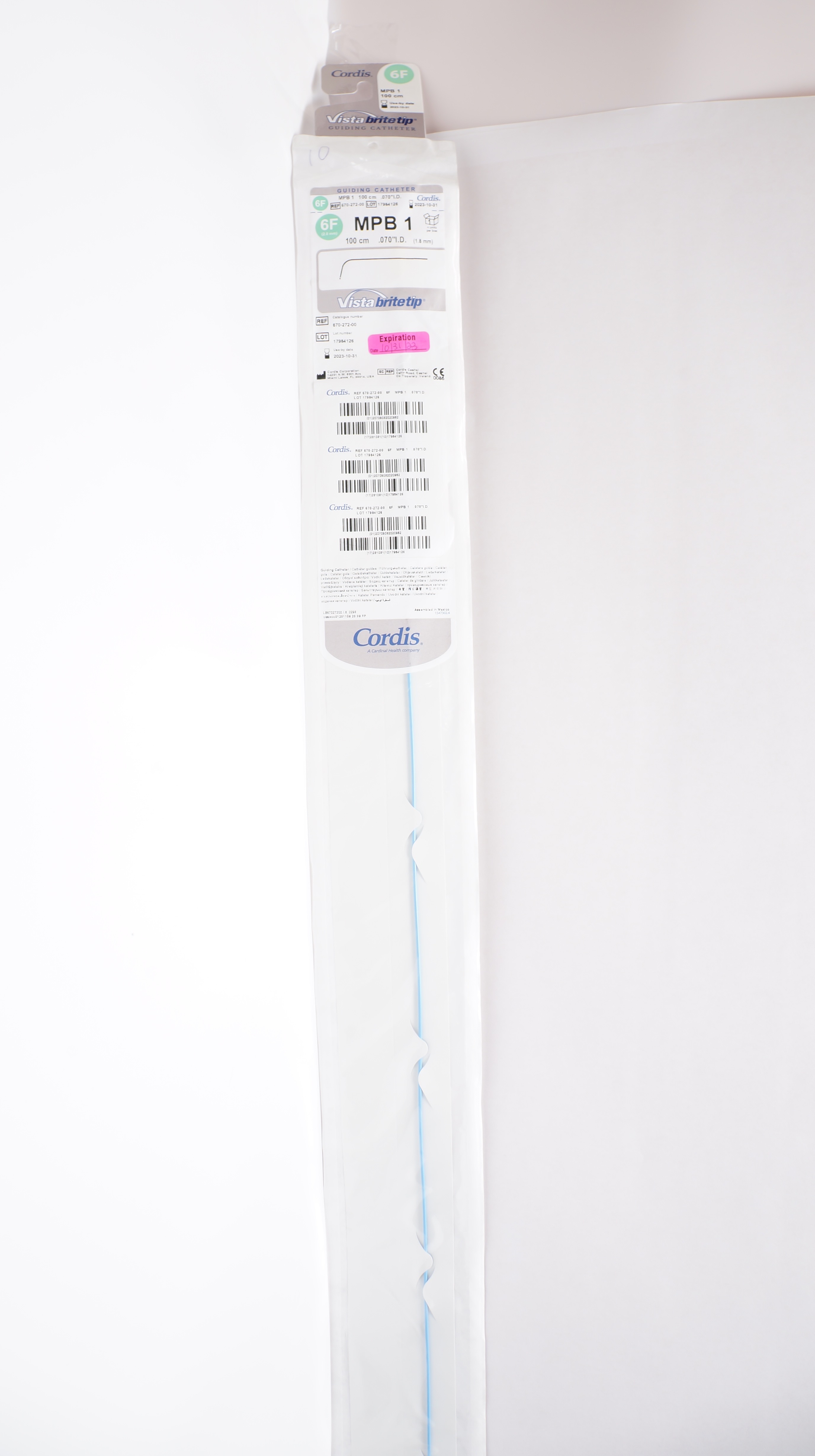 Cordis 670-272-00 Vistabritetip Guiding Cath. MPB 1, 6F x 100cm x 0.070in. (x)