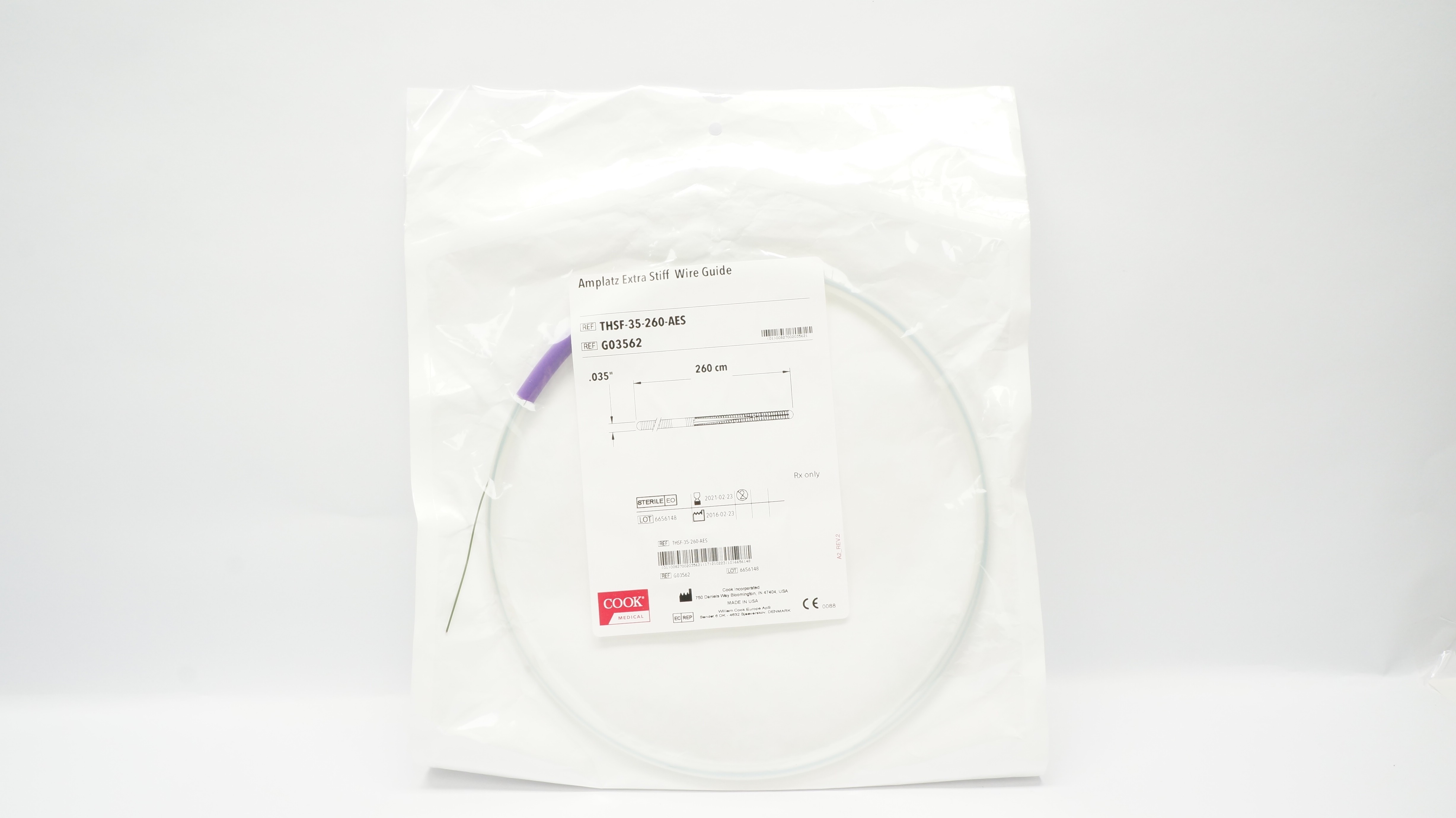 Cook Medical G03562 Amplatz Extra Stiff Wire Guide .035inch x 260cm (x)
