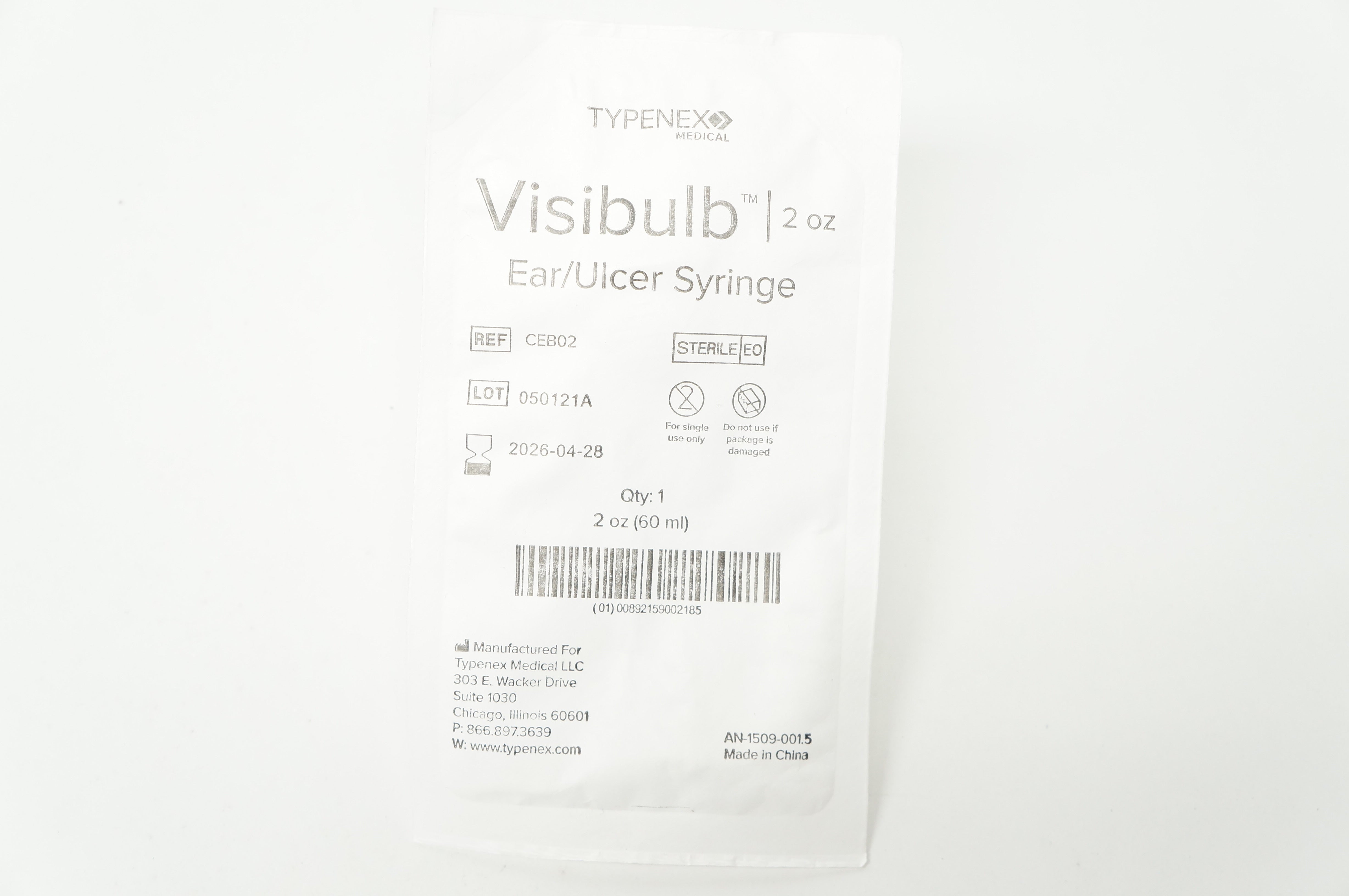 Typenex Medical CEB02 Visibulb Ear/Ulcer Syringe 2oz
