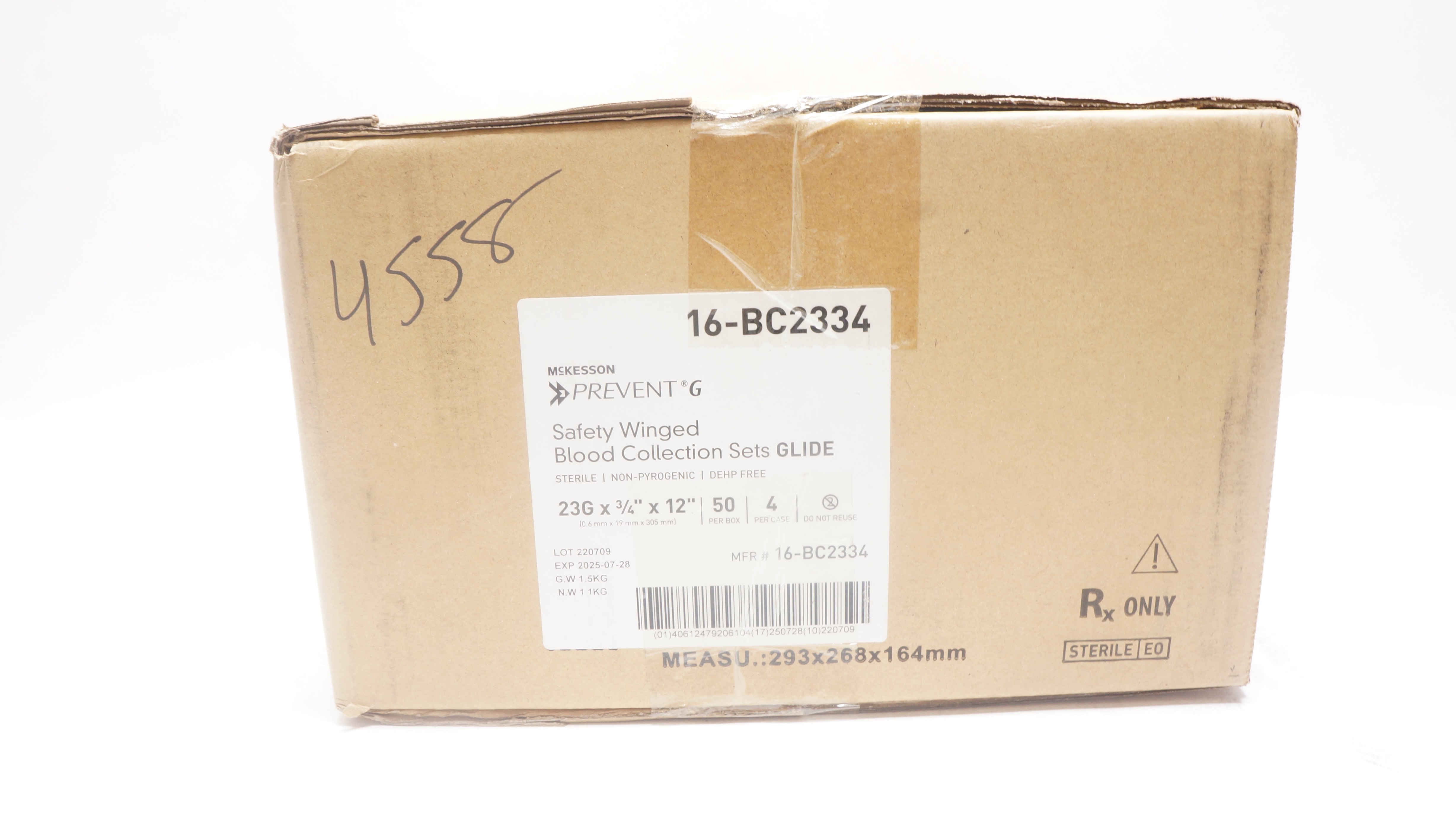 Mckesson 16-BC2334 Prevent G Safety Blood Collection 23Gx3/4x12in-Case of 200