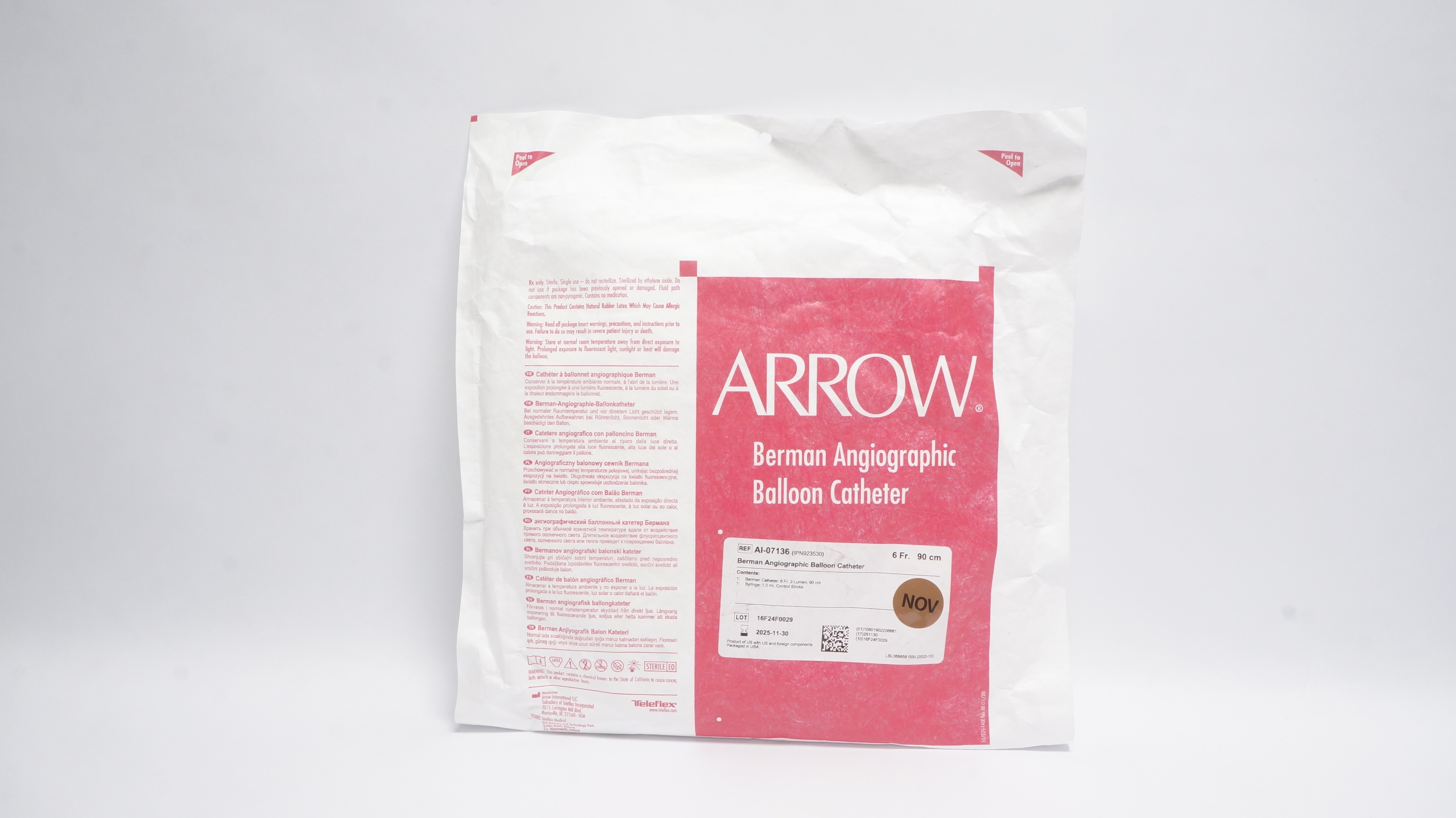 Teleflex AI-07136 Arrow Berman Angiographic Balloon Catheter 6Fr 90cm (x)