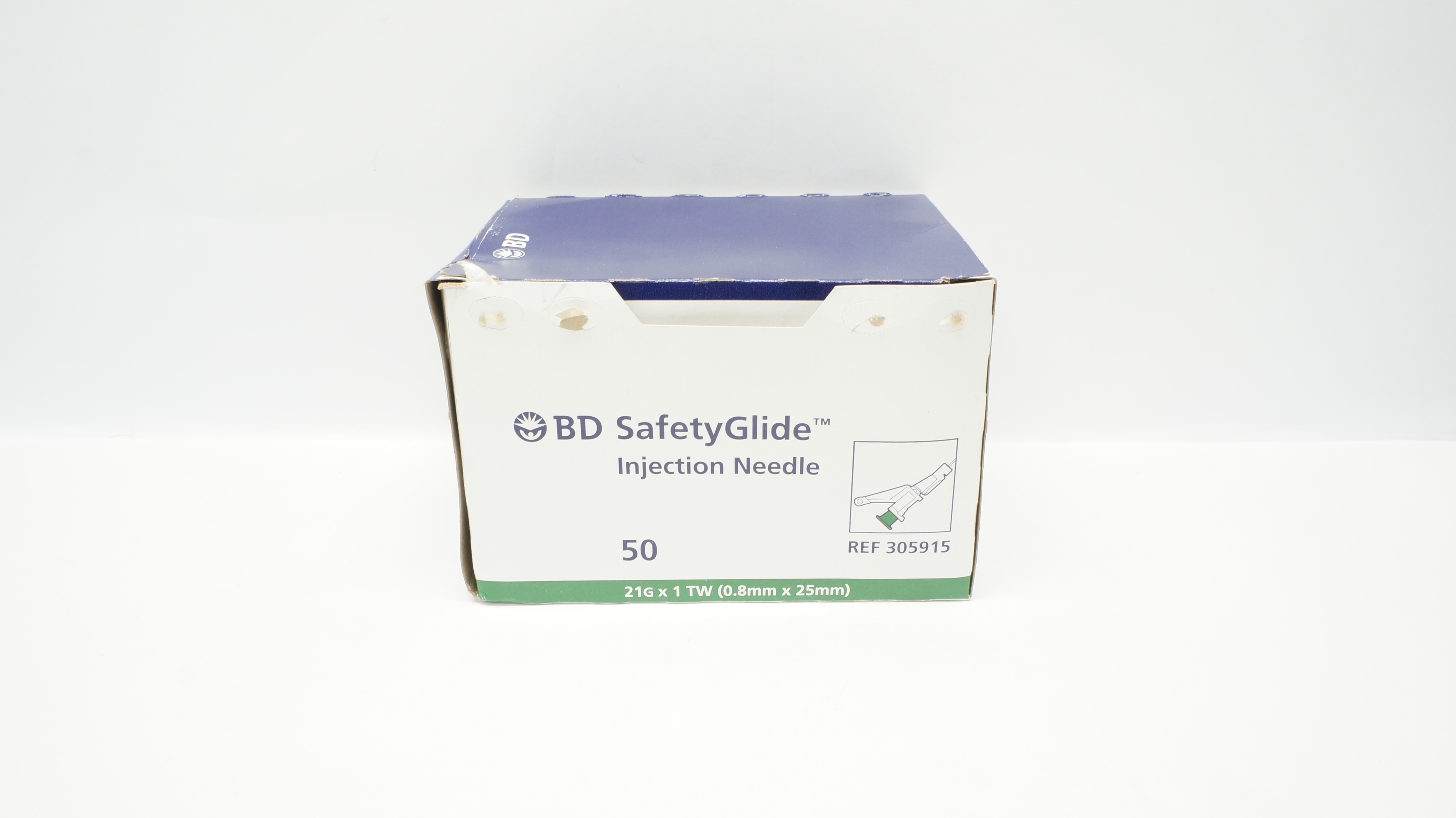 BD 305915 Safety Glide Injection Ndle 21G x 1 TW - Box of 35