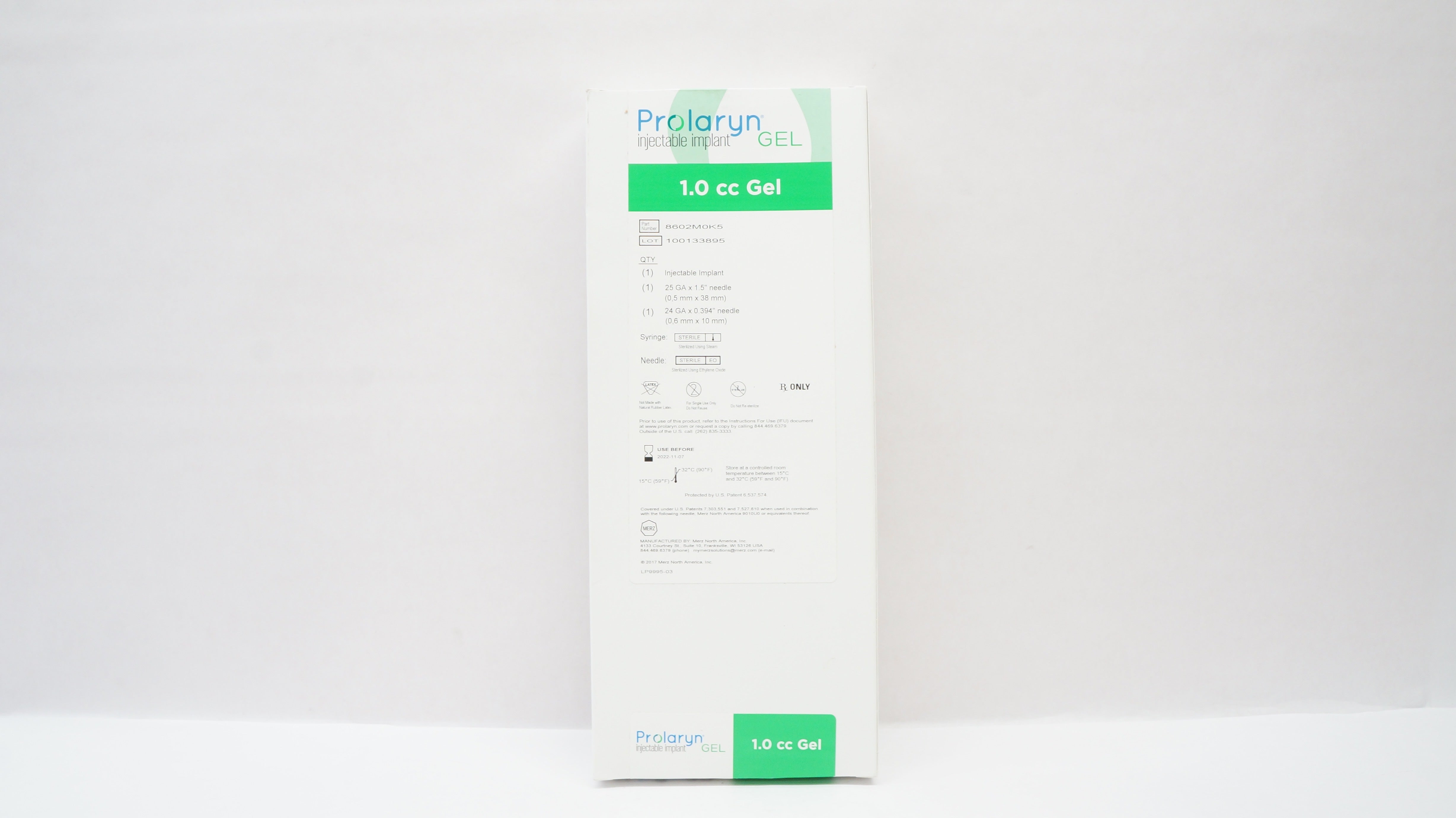 Merz 8602M0K5 Prolaryn Injectable Implant 1.0cc Gel 25 GA x 1.5inch Ndle (x)