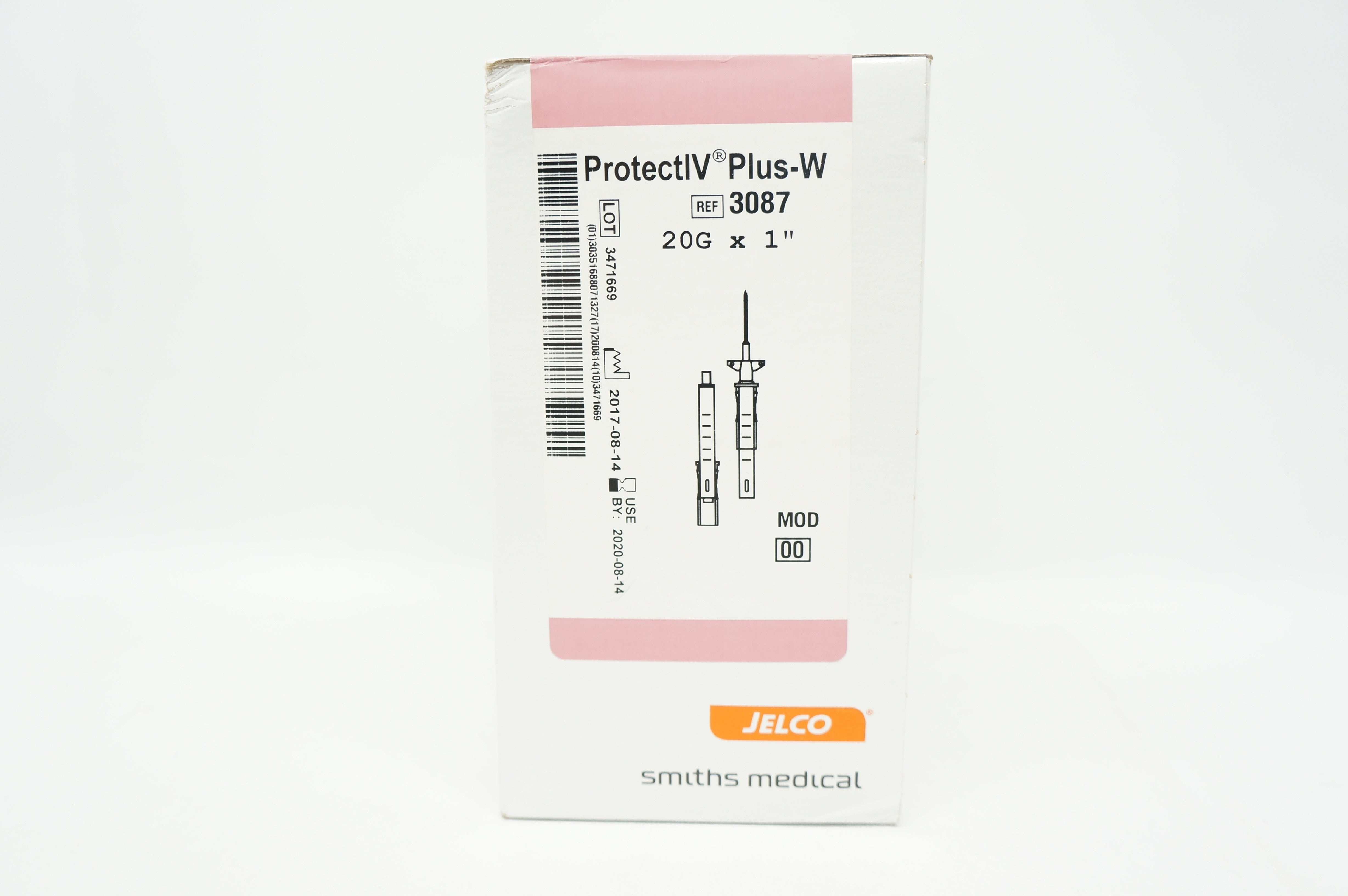 Smiths Medical 3087 ProtectIV Plus-W Safety IV Caths. 20G x 1in. - Box of 50 (x)