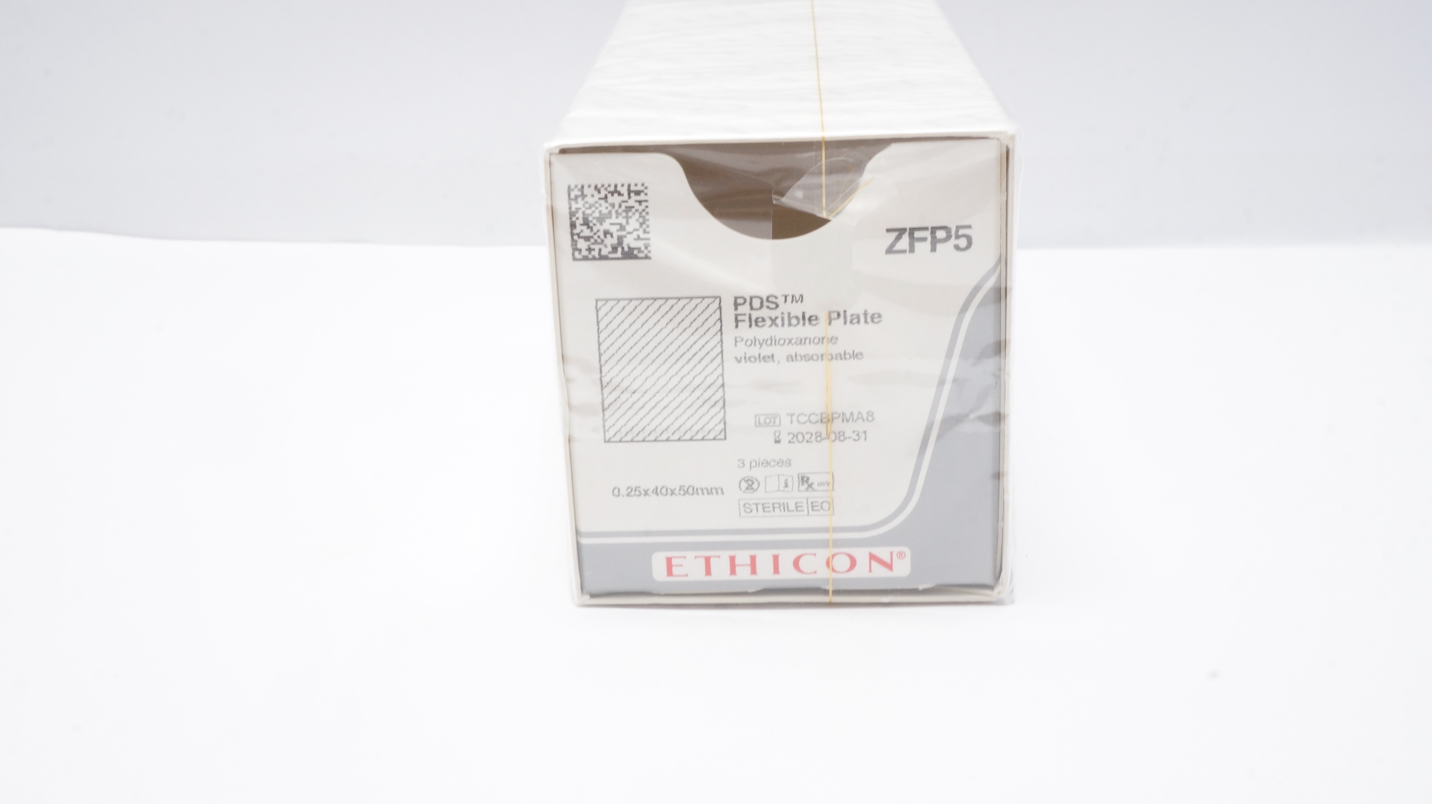 Ethicon ZFP5 PDS Flexible Plate, Polydioxanone Absorbable 0.25x40x 50mm-Box of 3